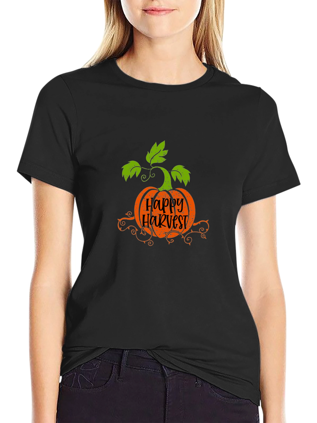 Happy Harvest Pumpkin Graphic T-Shirt