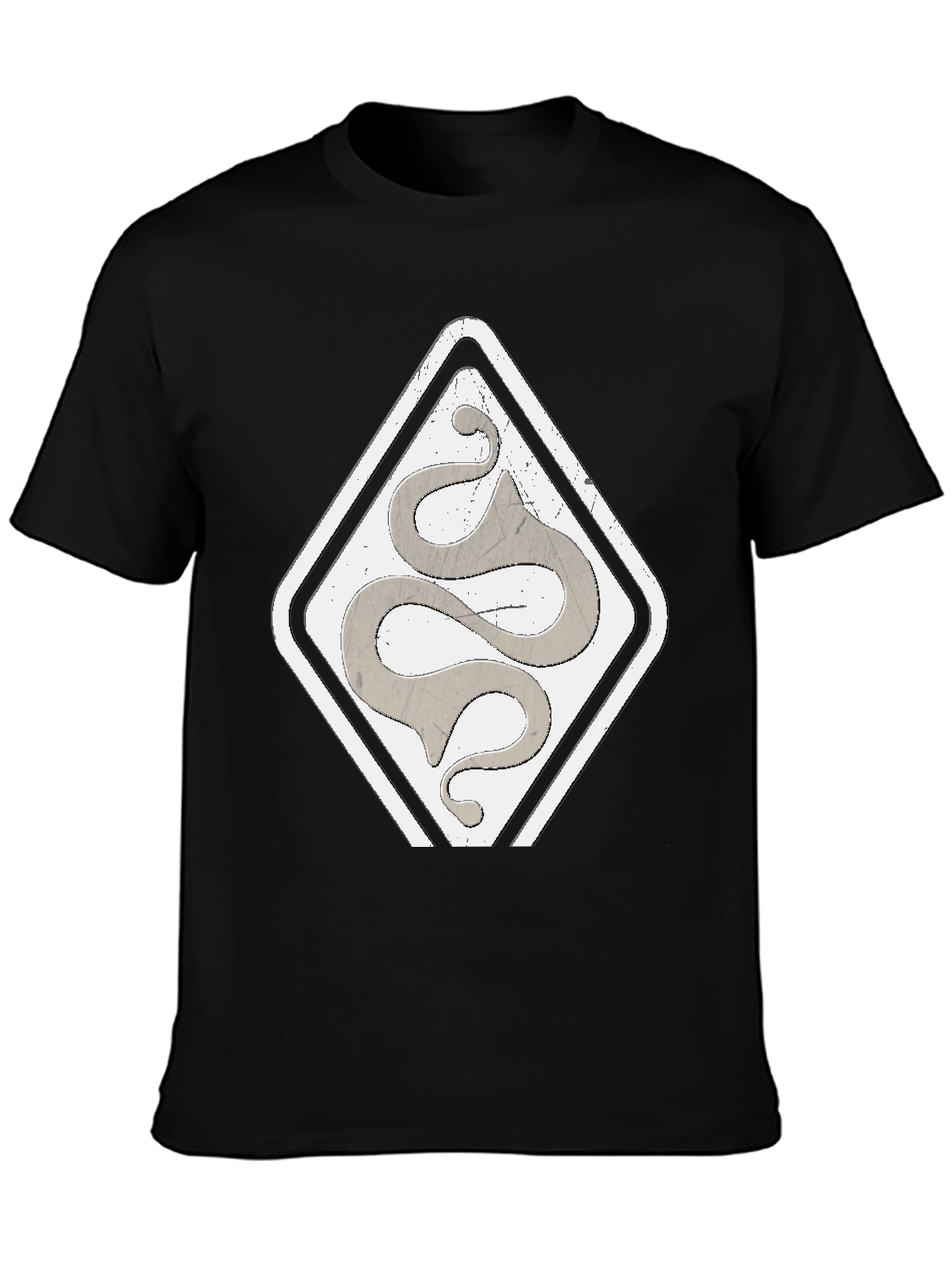Mens Black T-Shirt with Diamond Snake Logo