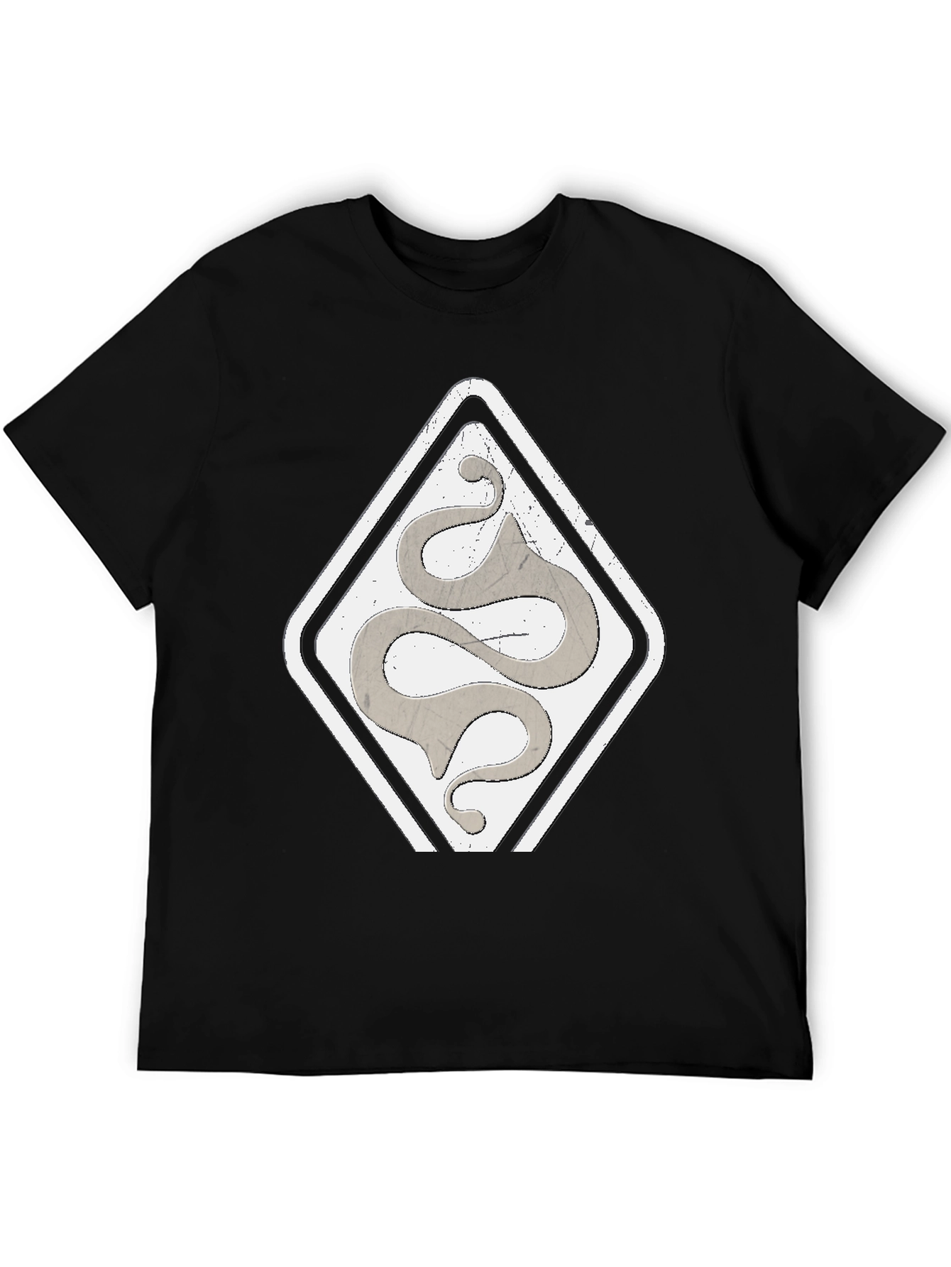 Mens Black T-Shirt with Diamond Snake Logo