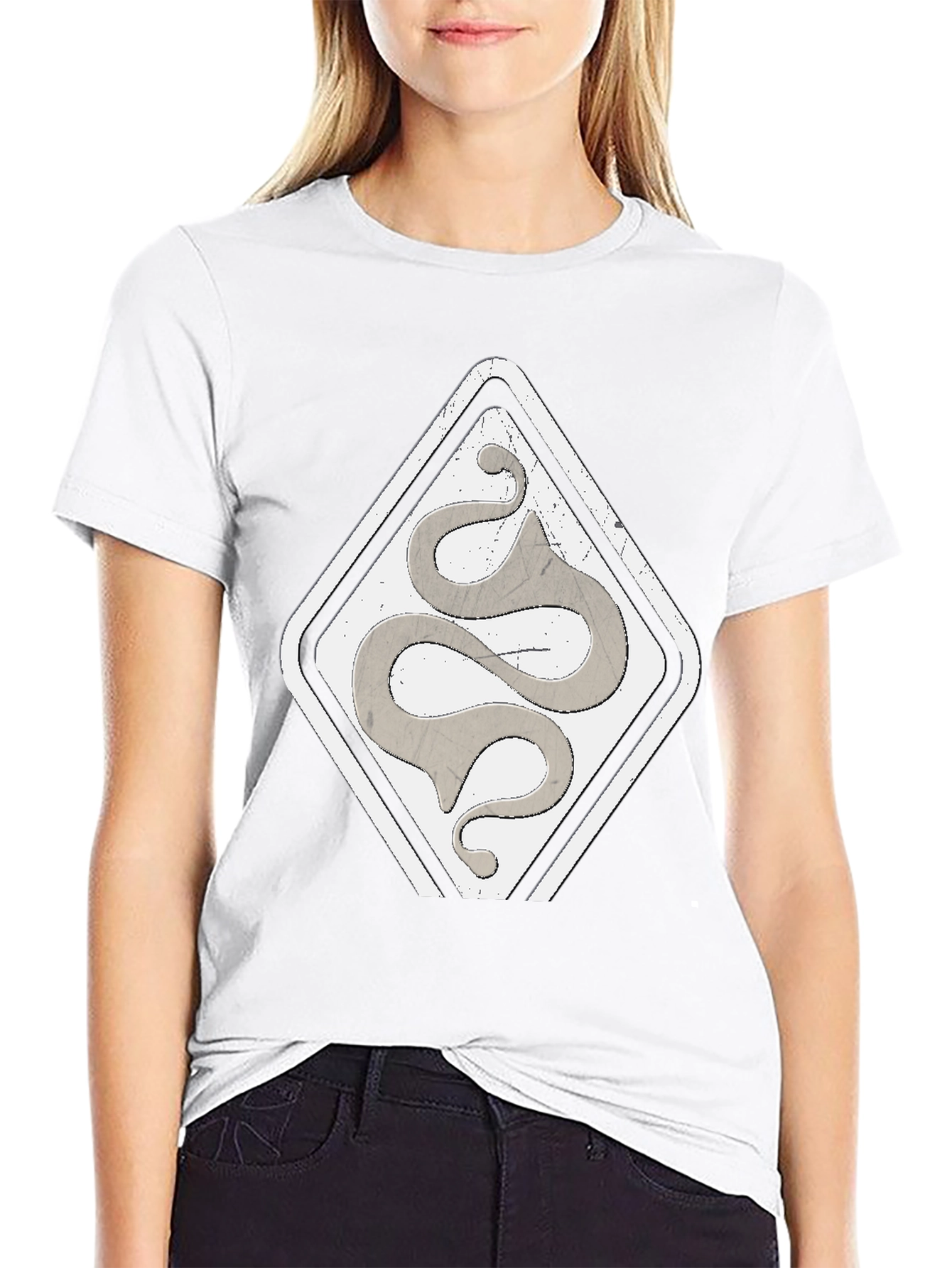 Mens Black T-Shirt with Diamond Snake Logo
