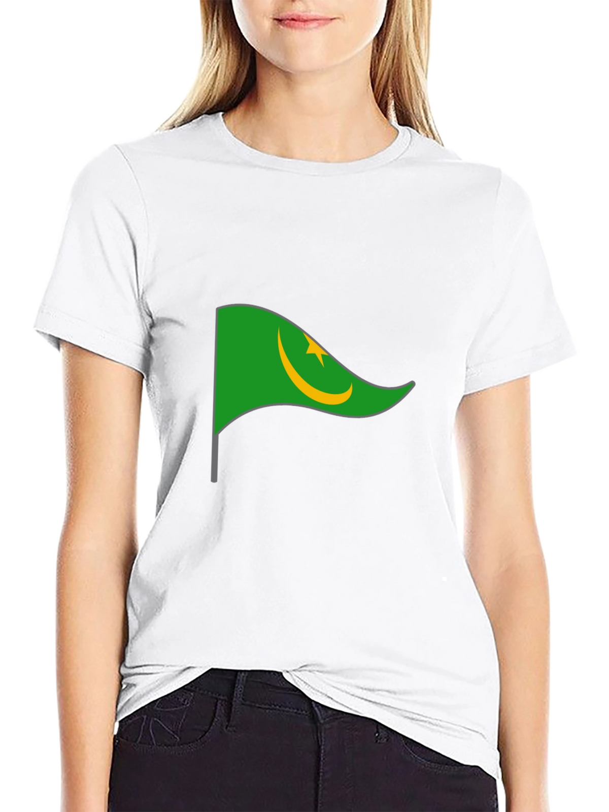 Mauritania Flag Graphic Tee - Black Cotton T-Shirt