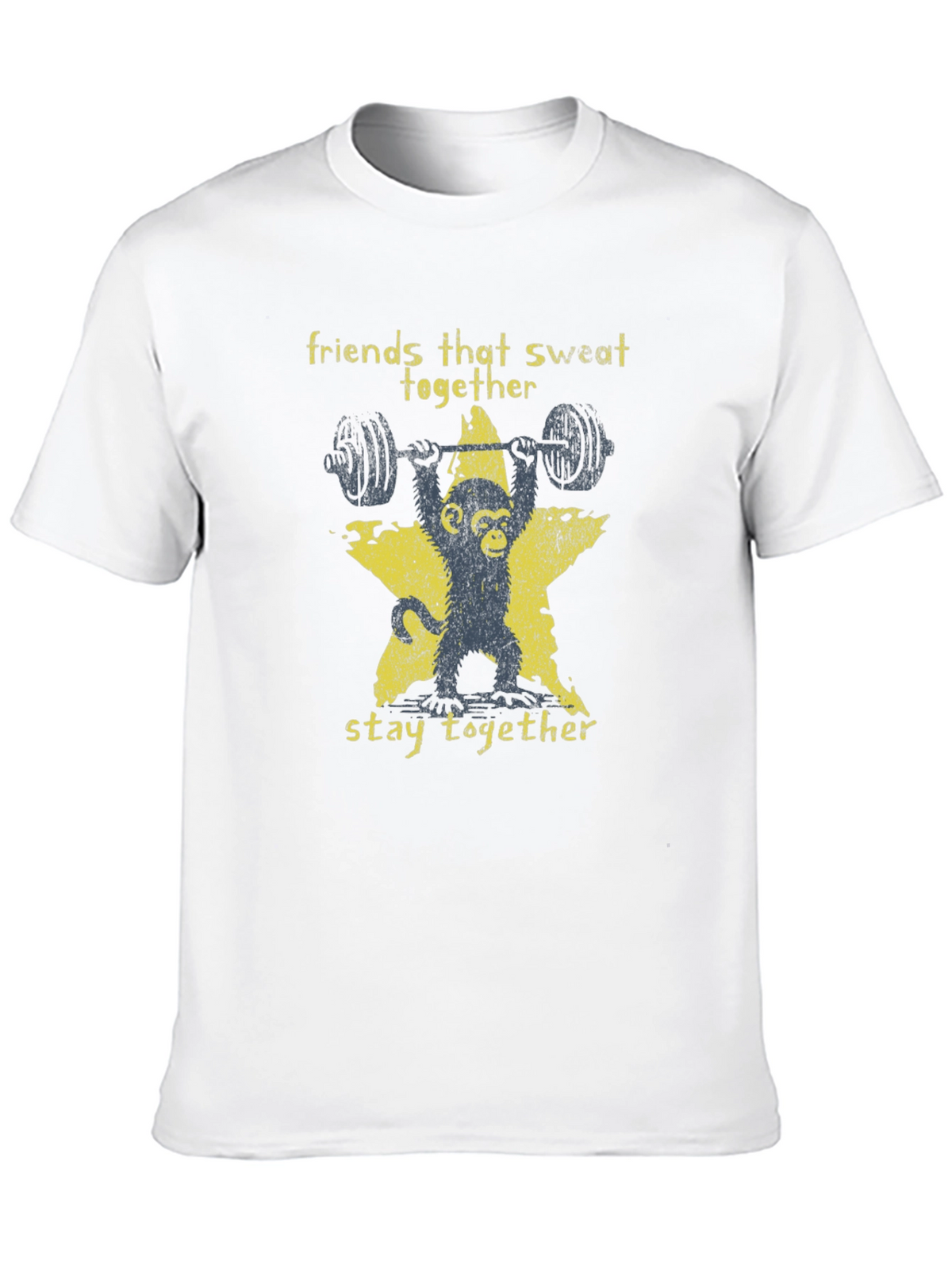 Friends That Sweat Together T-Shirt Funny Monkey Lifting