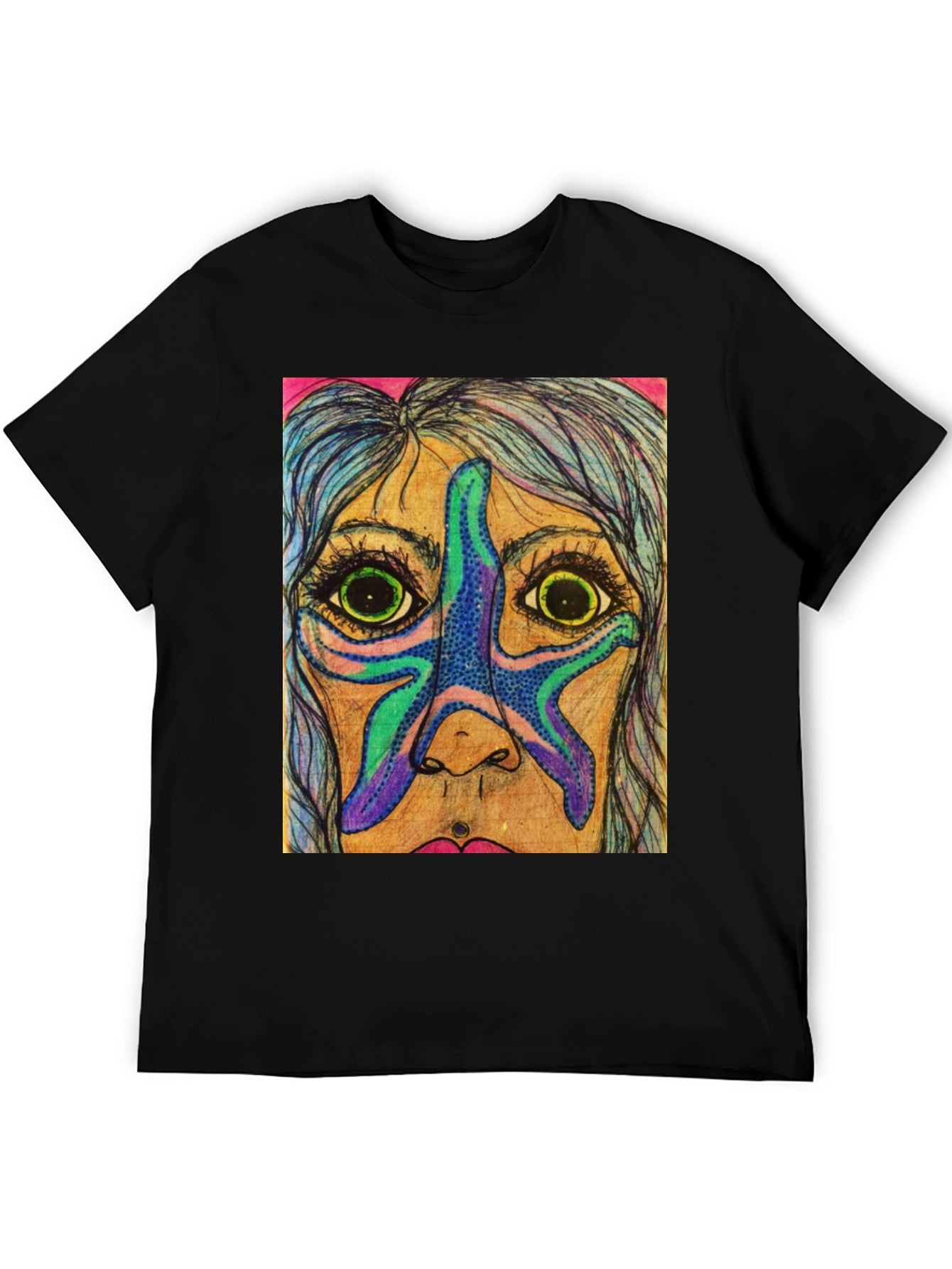 Starfish Face Graphic Tee - Unique Art T-Shirt