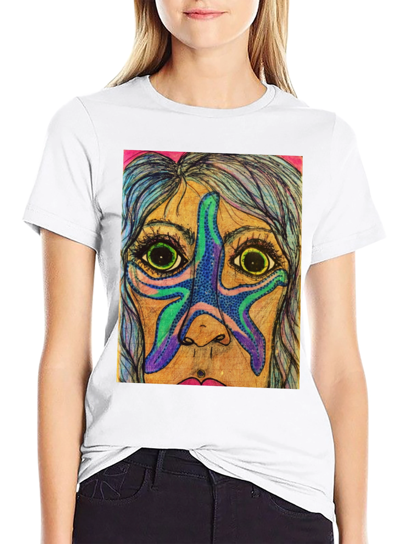 Starfish Face Graphic Tee - Unique Art T-Shirt