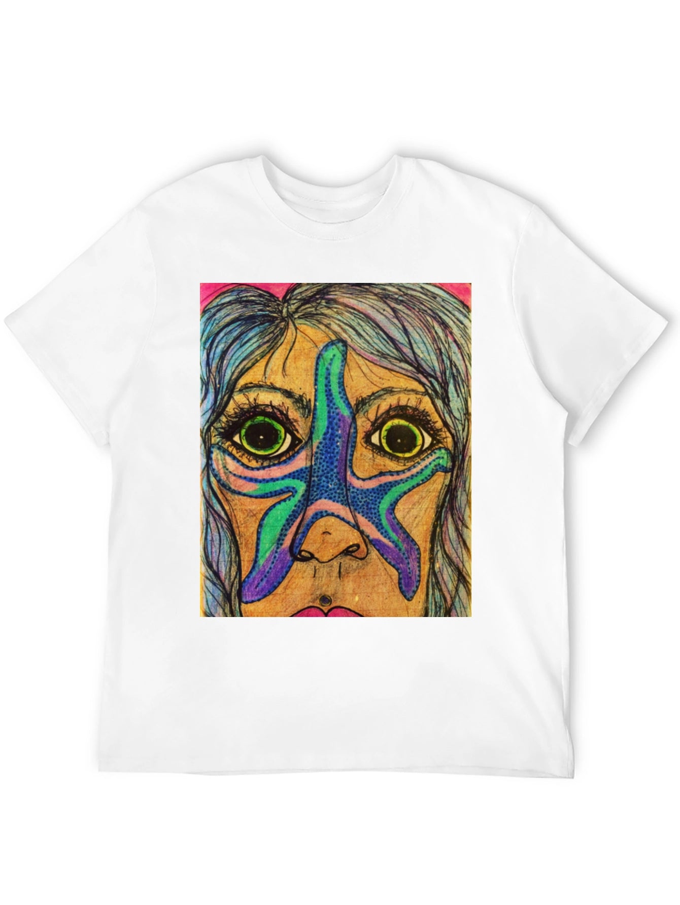 Starfish Face Graphic Tee - Unique Art T-Shirt