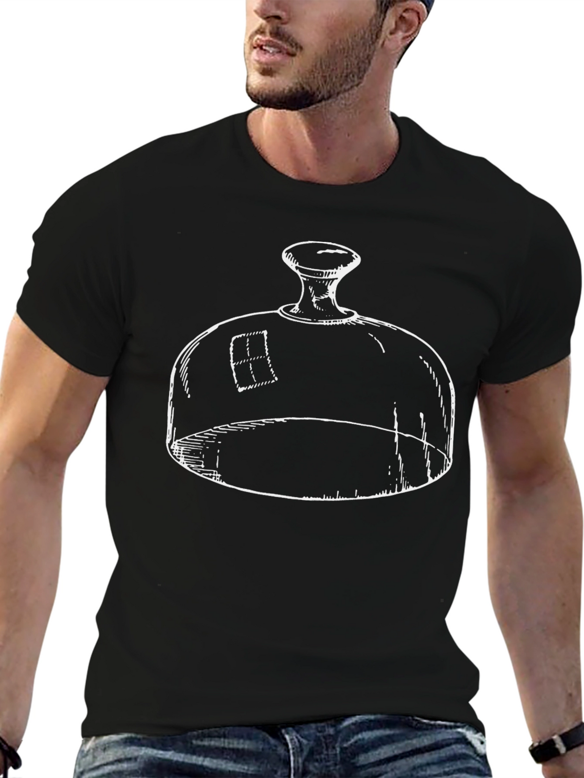 Novelty Glass Dome Graphic Black T-Shirt