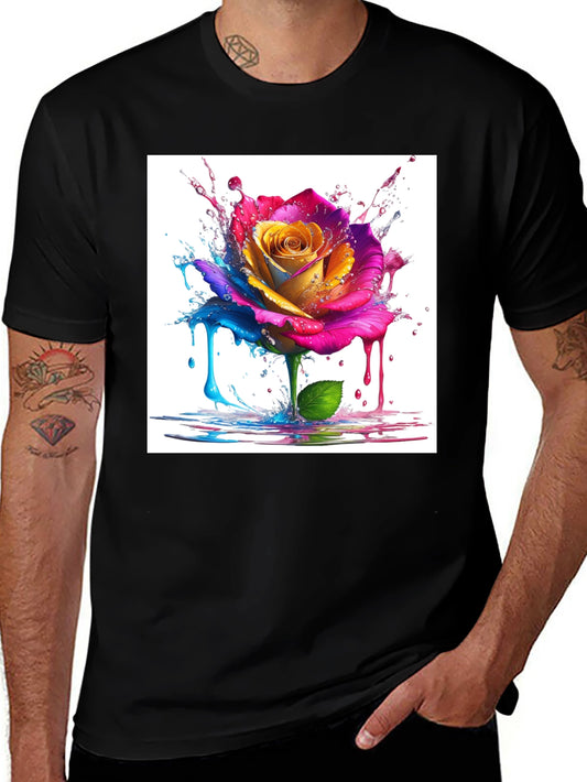 Colorful Rose Graphic Tee - Unique Floral Design
