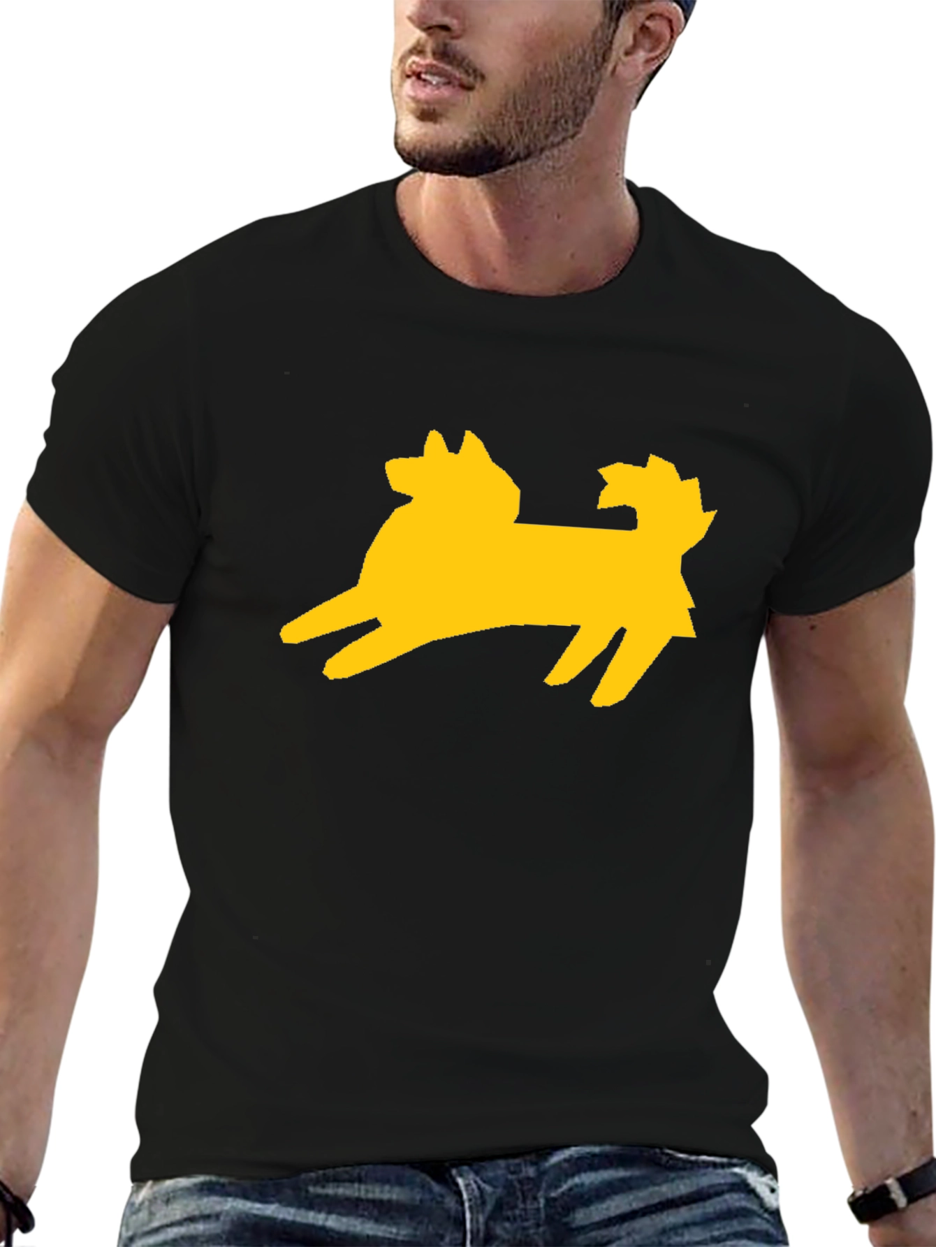 Dog Graphic Tee - Black Cotton Blend
