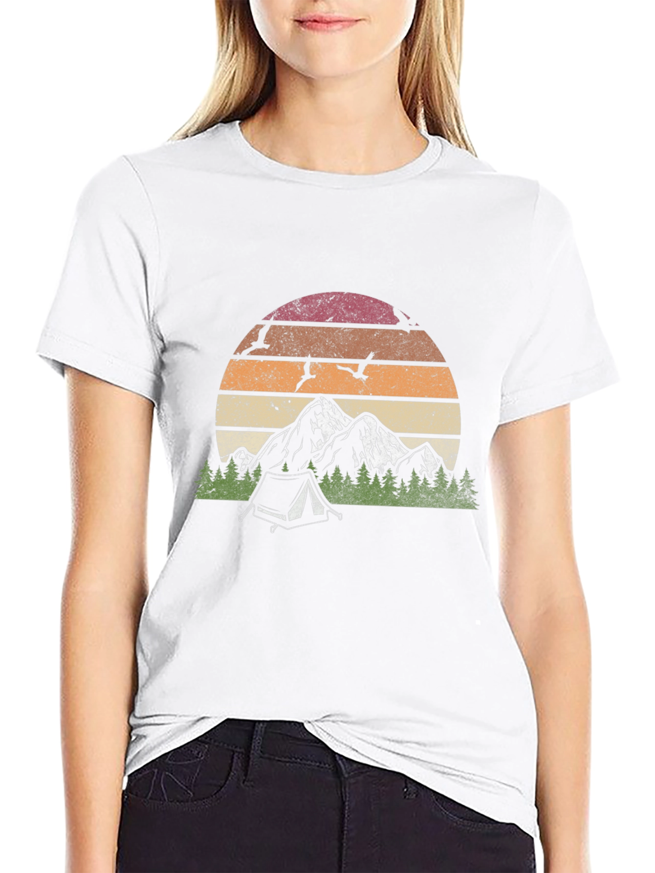 Retro Mountain Camping Graphic T-Shirt