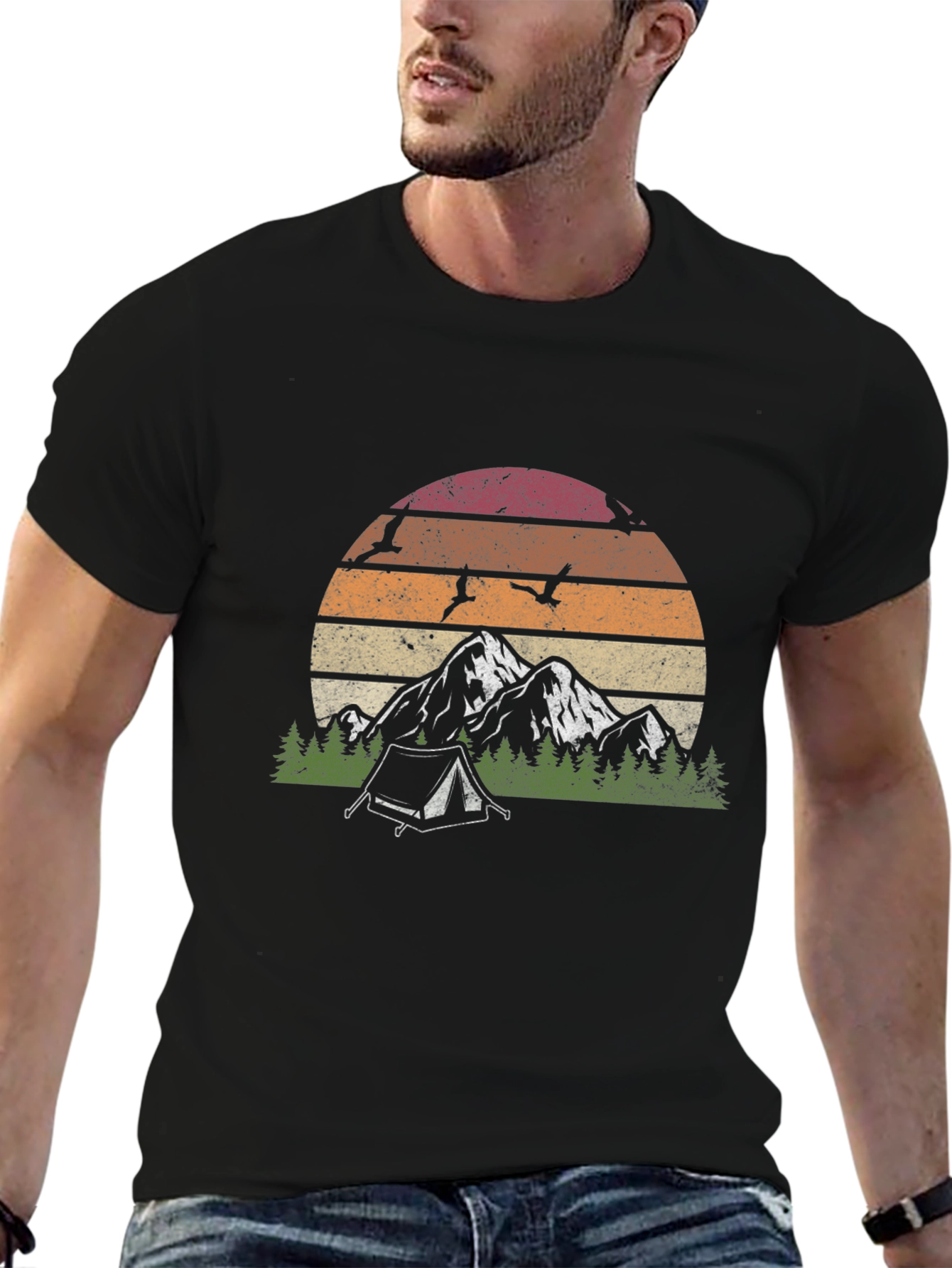 Retro Mountain Camping Graphic T-Shirt