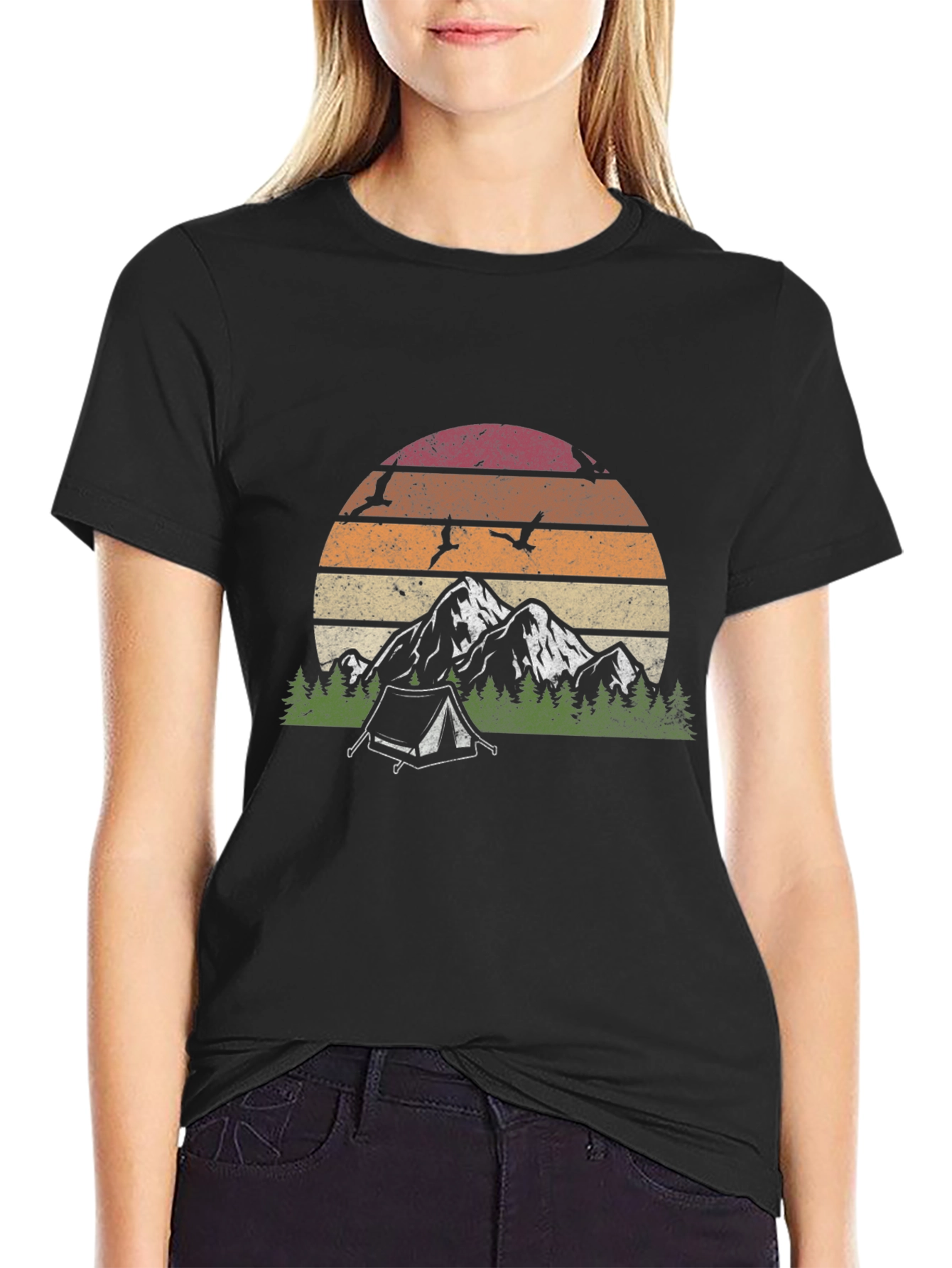 Retro Mountain Camping Graphic T-Shirt