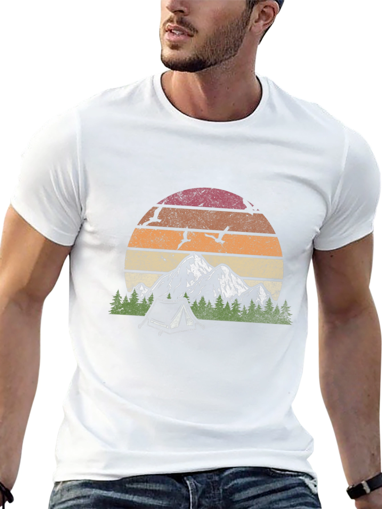 Retro Mountain Camping Graphic T-Shirt