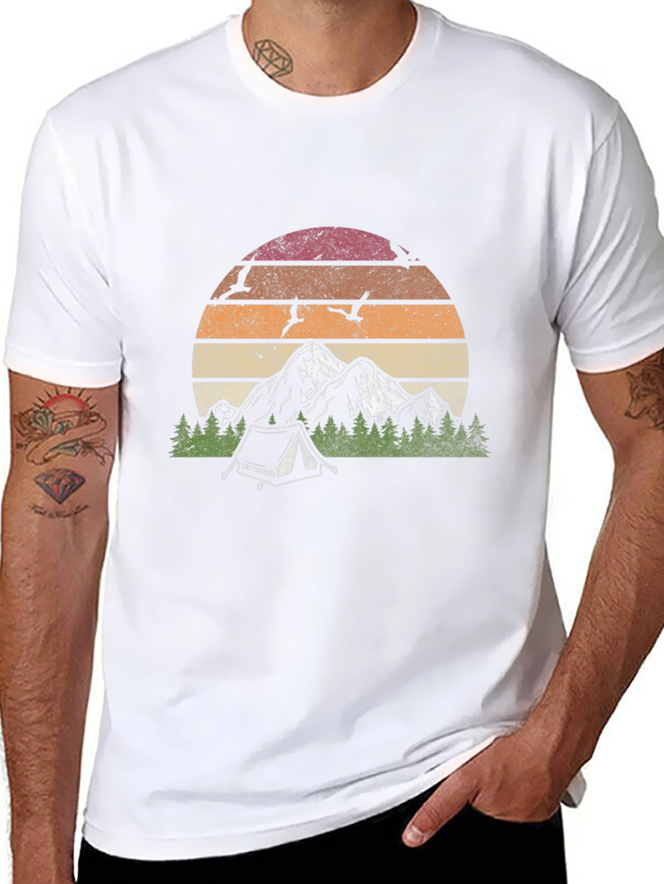 Retro Mountain Camping Graphic T-Shirt