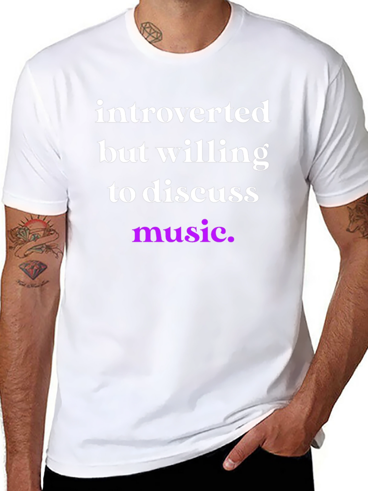 Introverted Music Lover Tee - Black Cotton