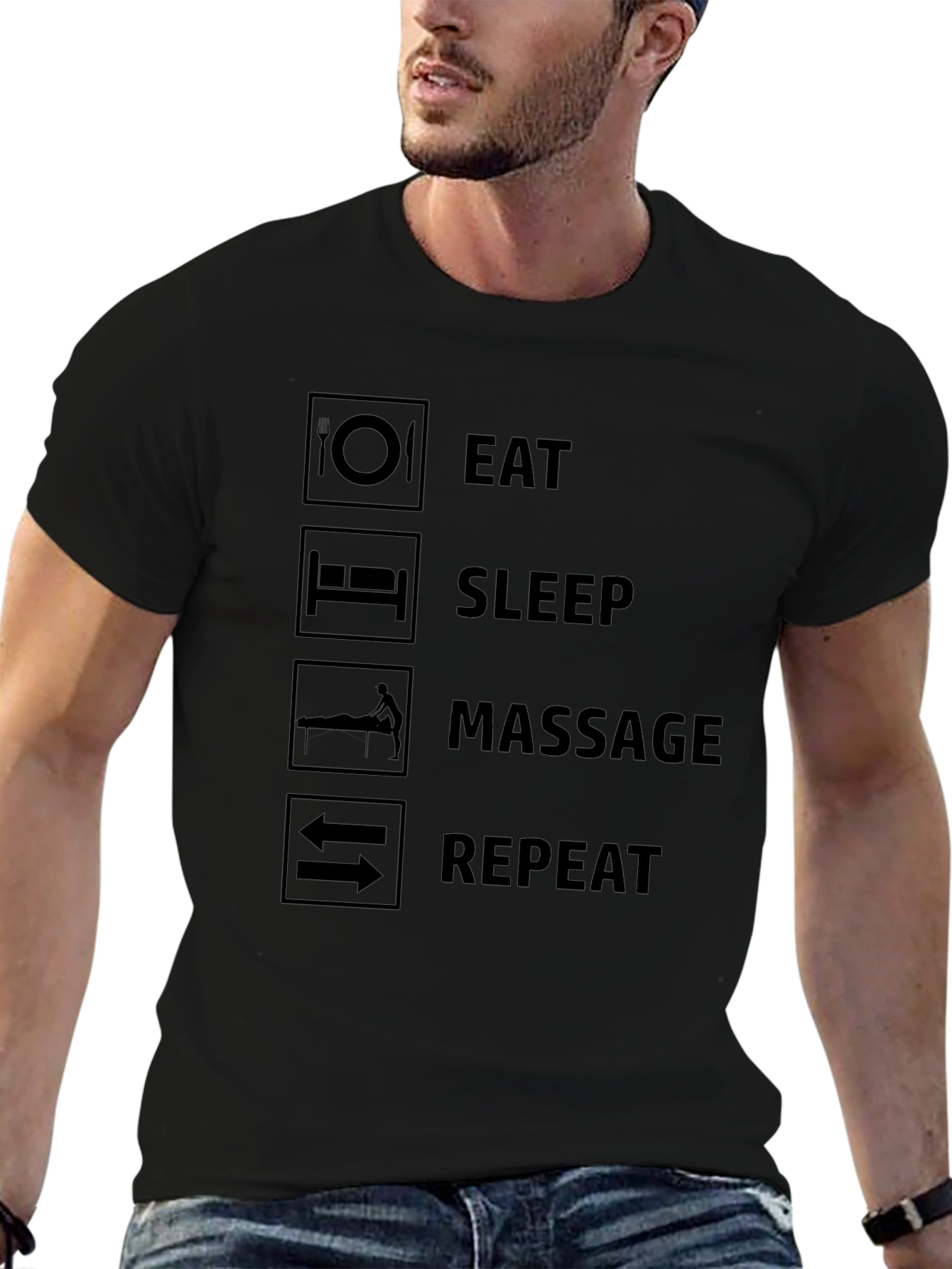 Eat Sleep Massage Repeat Graphic Tee
