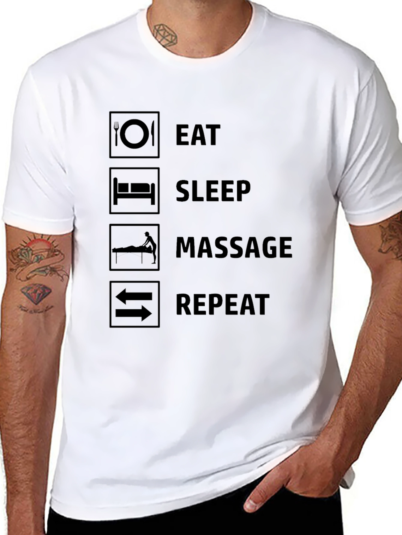 Eat Sleep Massage Repeat Graphic Tee