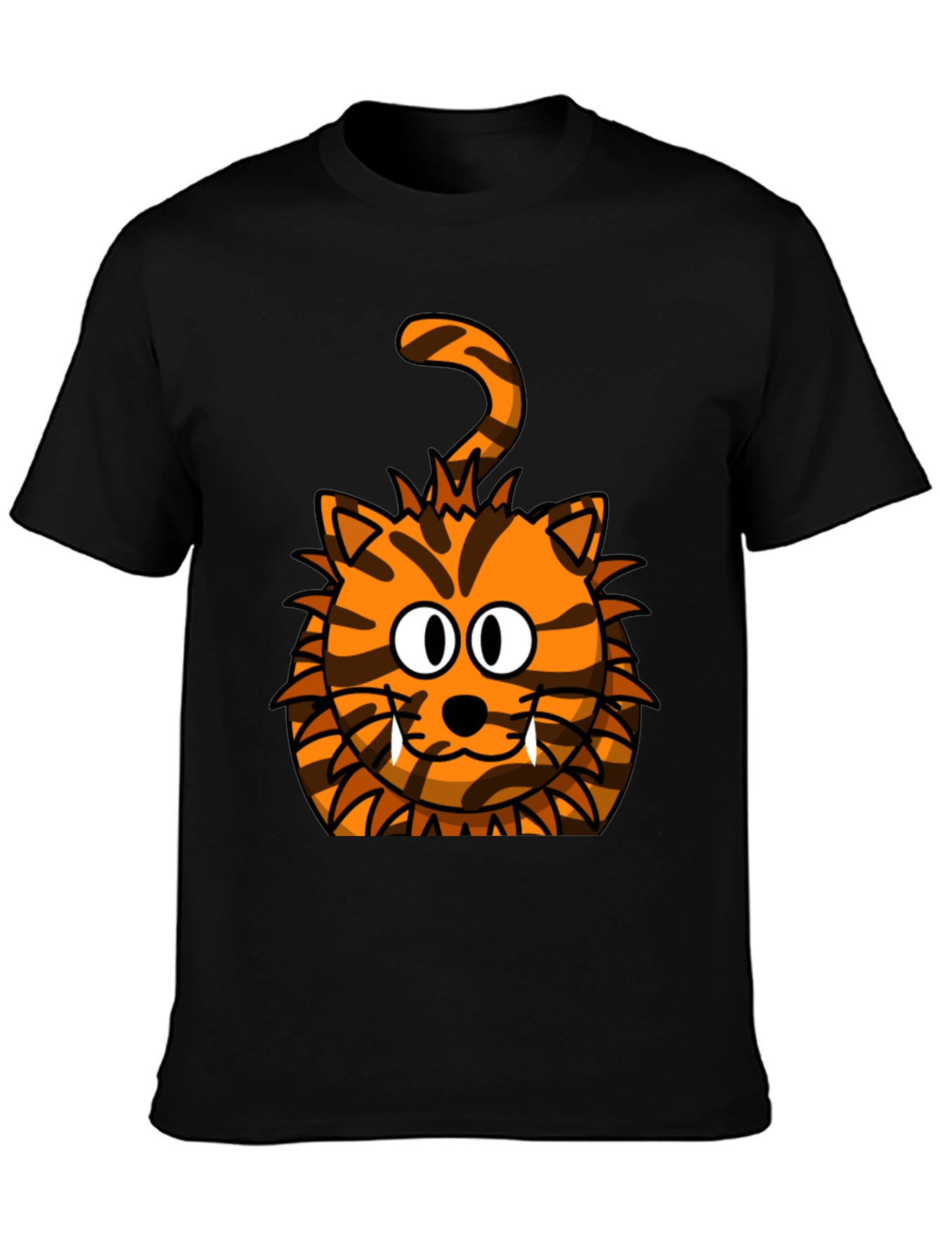Cartoon Tiger Graphic Tee - Unisex Black T-Shirt
