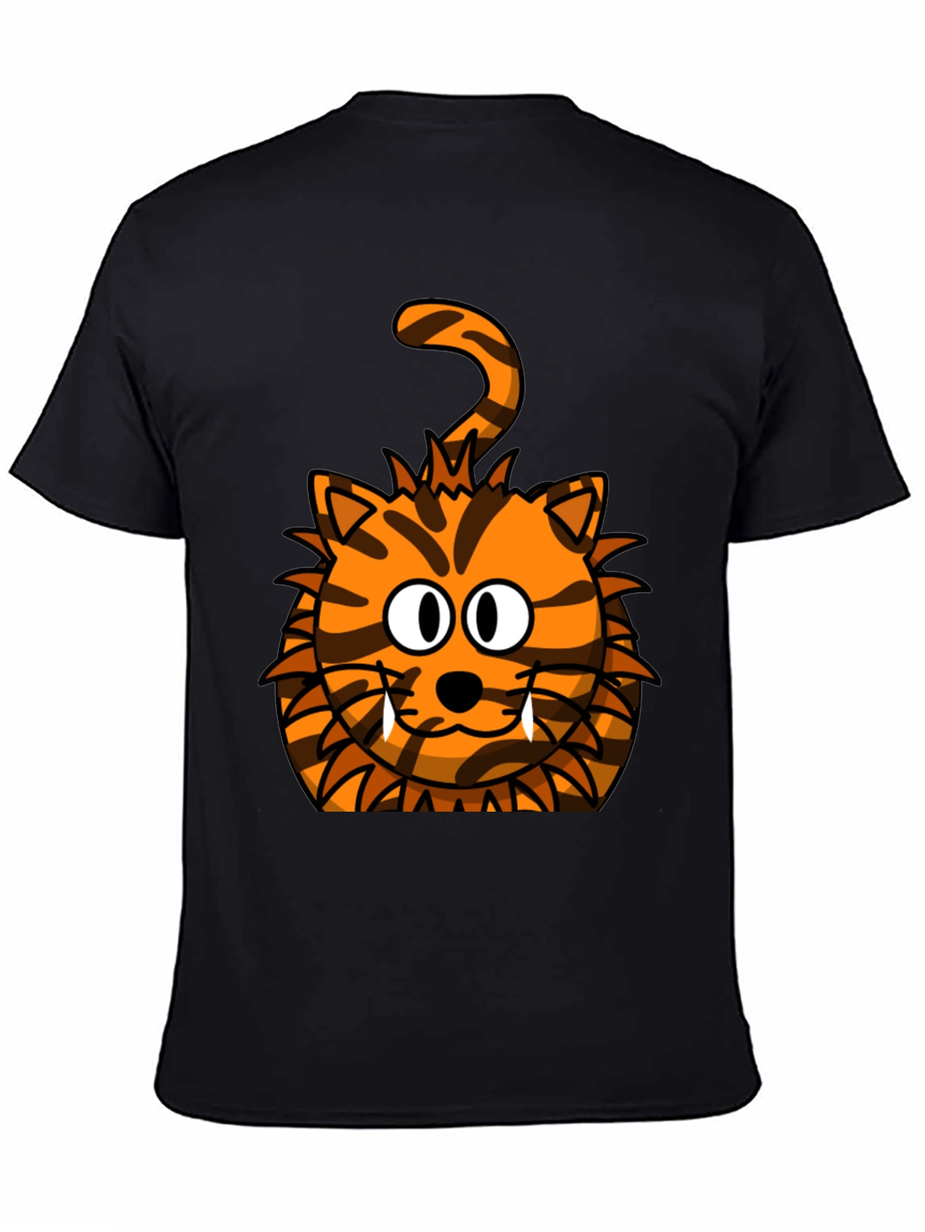Cartoon Tiger Graphic Tee - Unisex Black T-Shirt