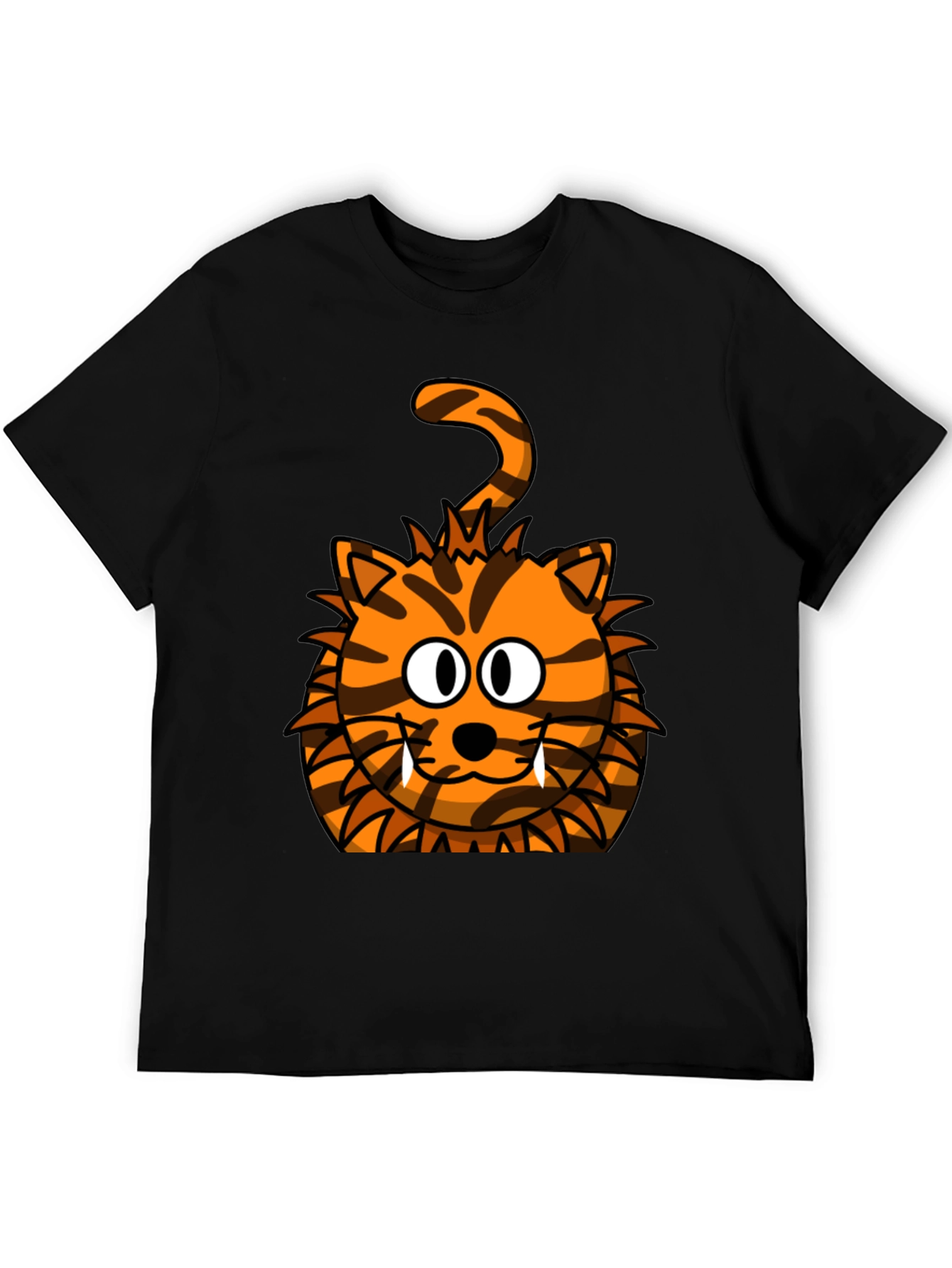 Cartoon Tiger Graphic Tee - Unisex Black T-Shirt