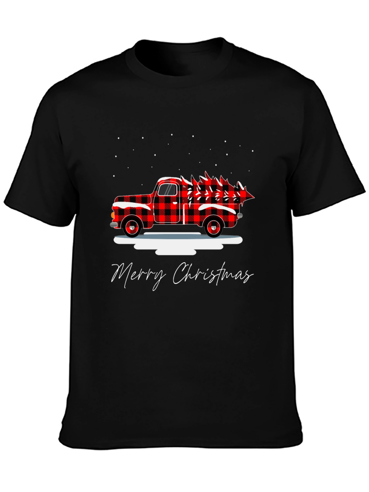 Merry Christmas Buffalo Plaid Truck T-Shirt