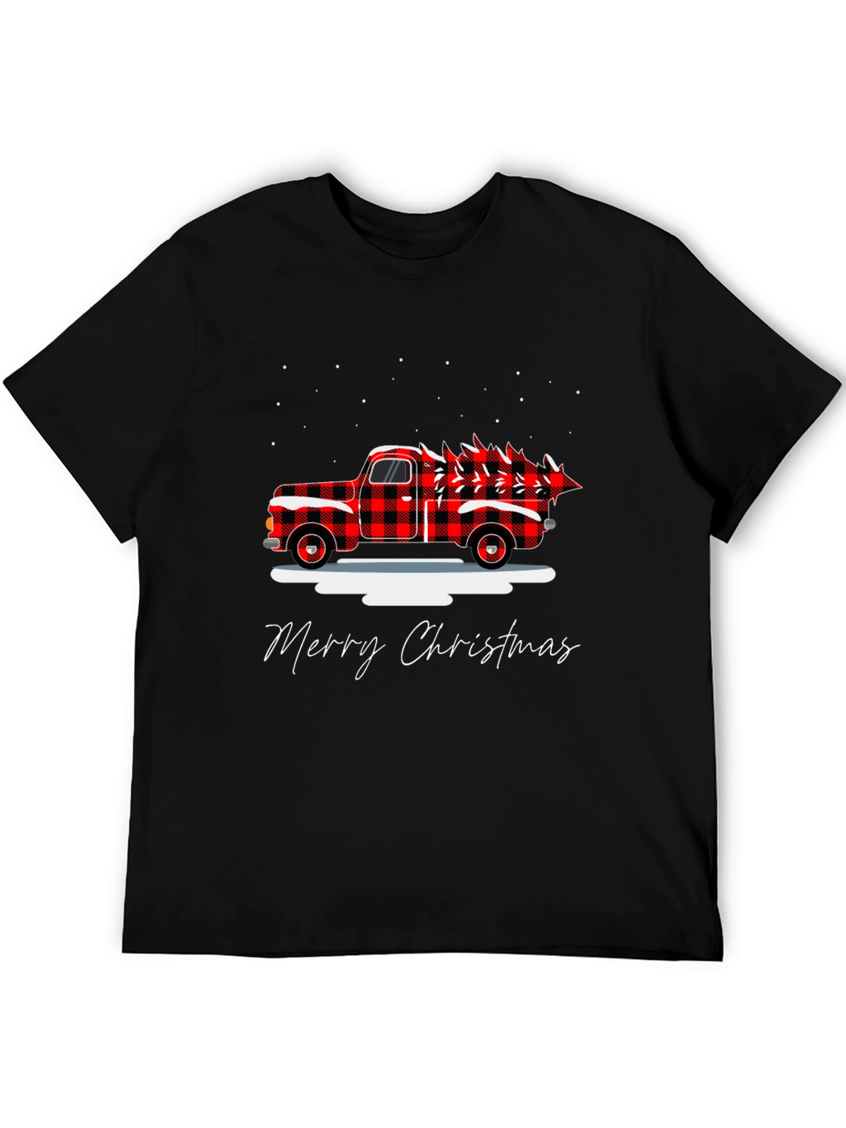 Merry Christmas Buffalo Plaid Truck T-Shirt