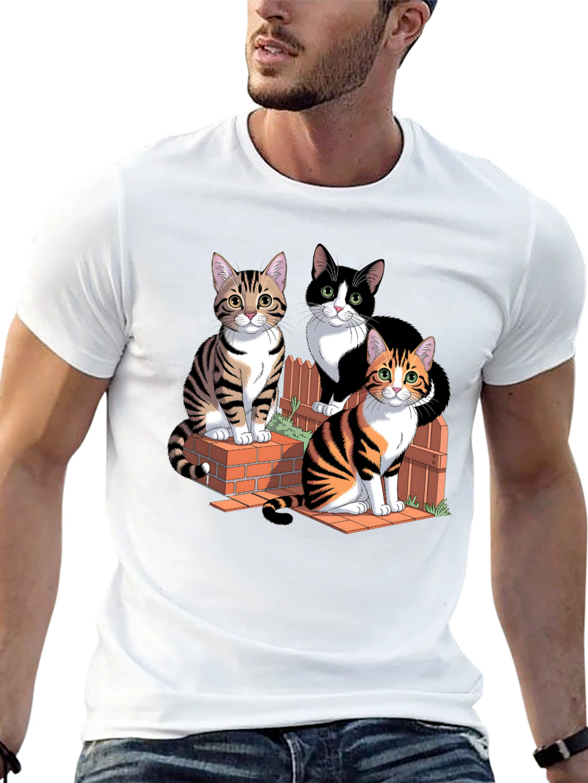 Cats on Bricks Graphic Tee - Purrfect Style