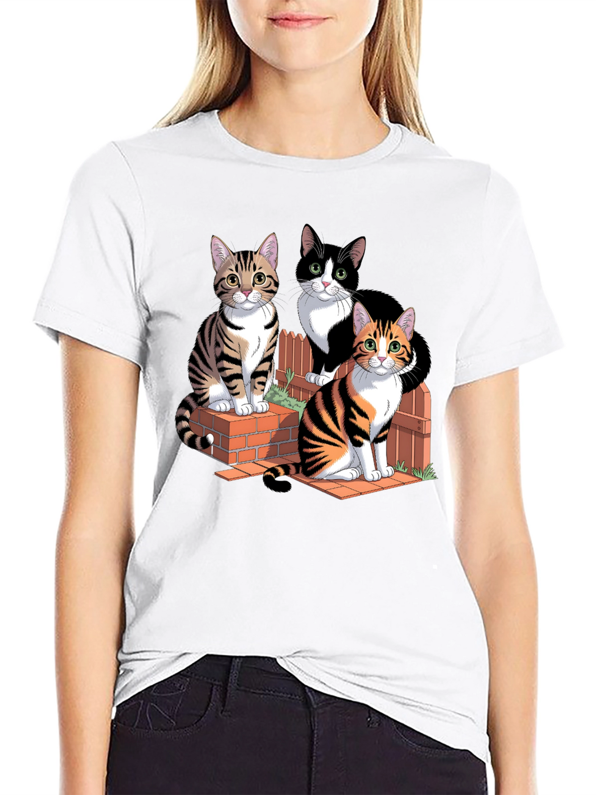Cats on Bricks Graphic Tee - Purrfect Style
