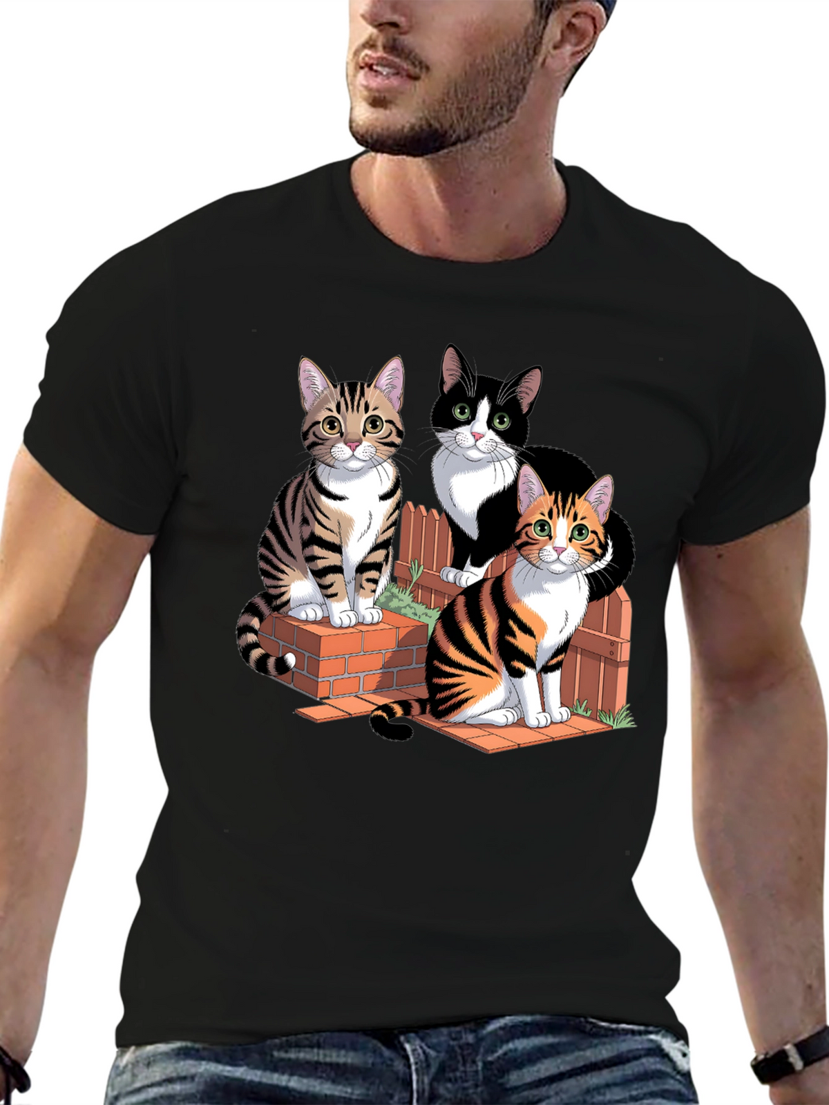 Cats on Bricks Graphic Tee - Purrfect Style