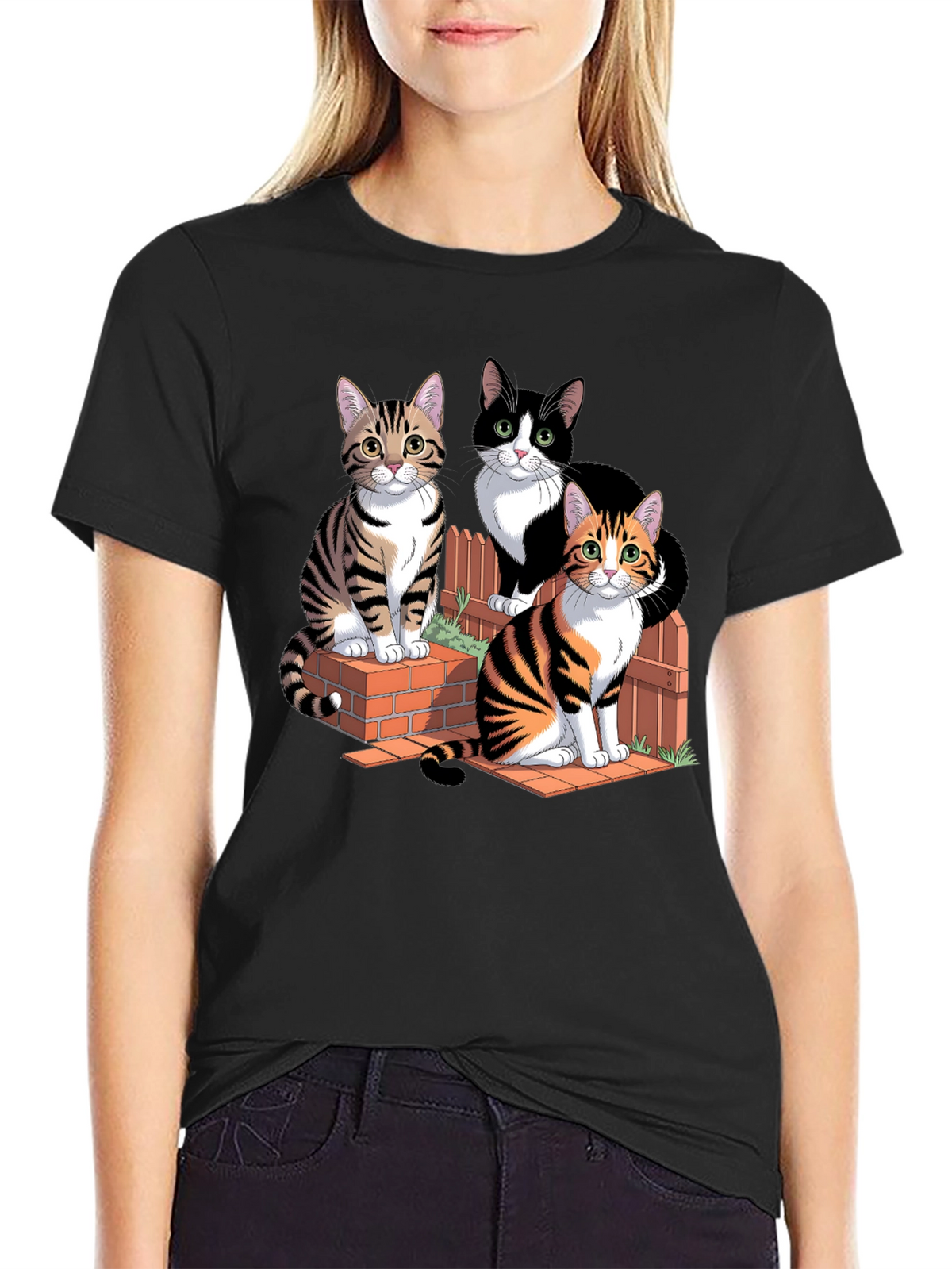 Cats on Bricks Graphic Tee - Purrfect Style