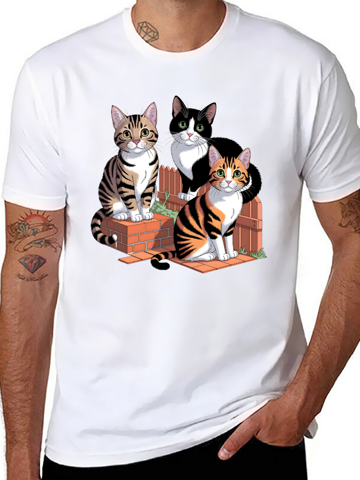 Cats on Bricks Graphic Tee - Purrfect Style