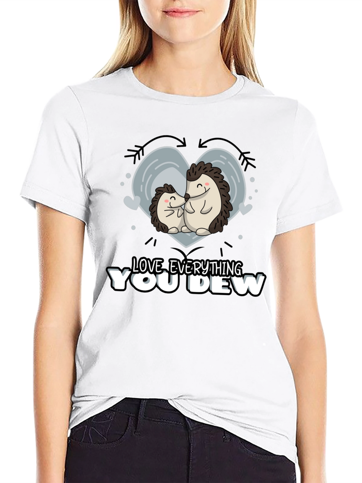 Cute Hedgehog Love Everything You Dew Graphic T-Shirt