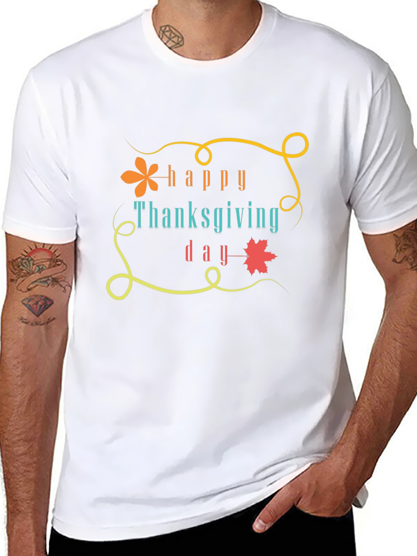 Happy Thanksgiving Day Graphic Tee - Black
