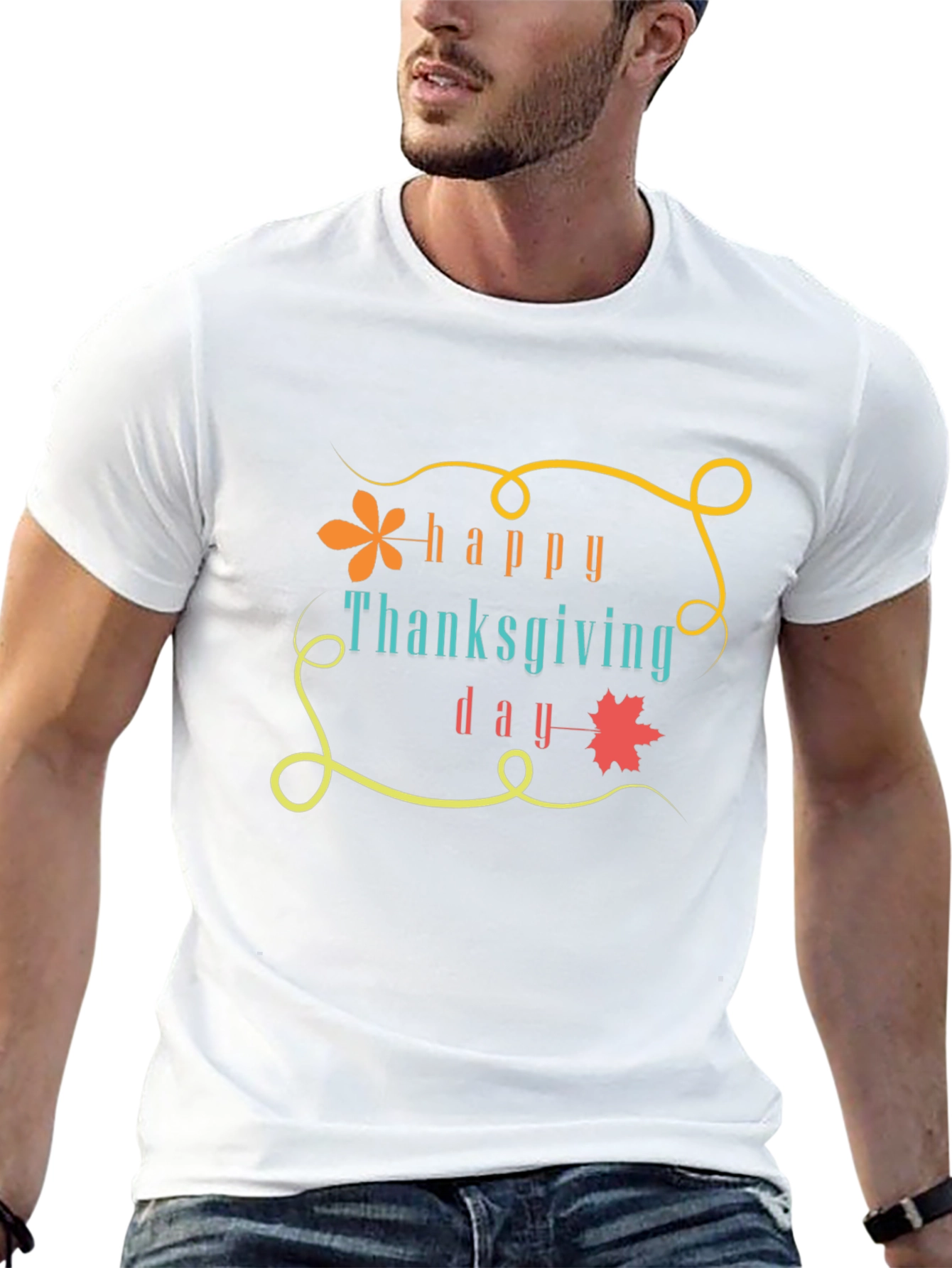 Happy Thanksgiving Day Graphic Tee - Black