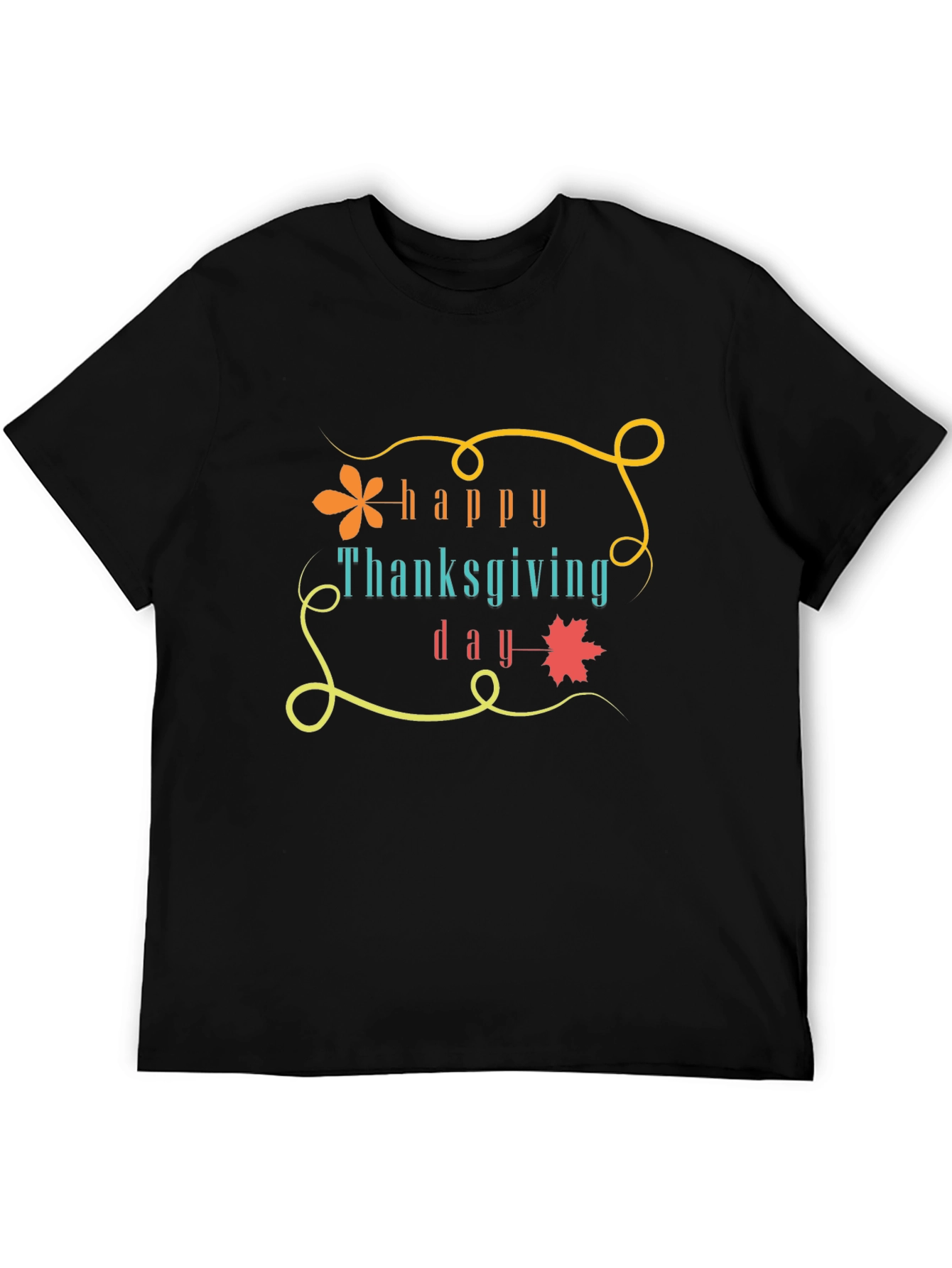 Happy Thanksgiving Day Graphic Tee - Black