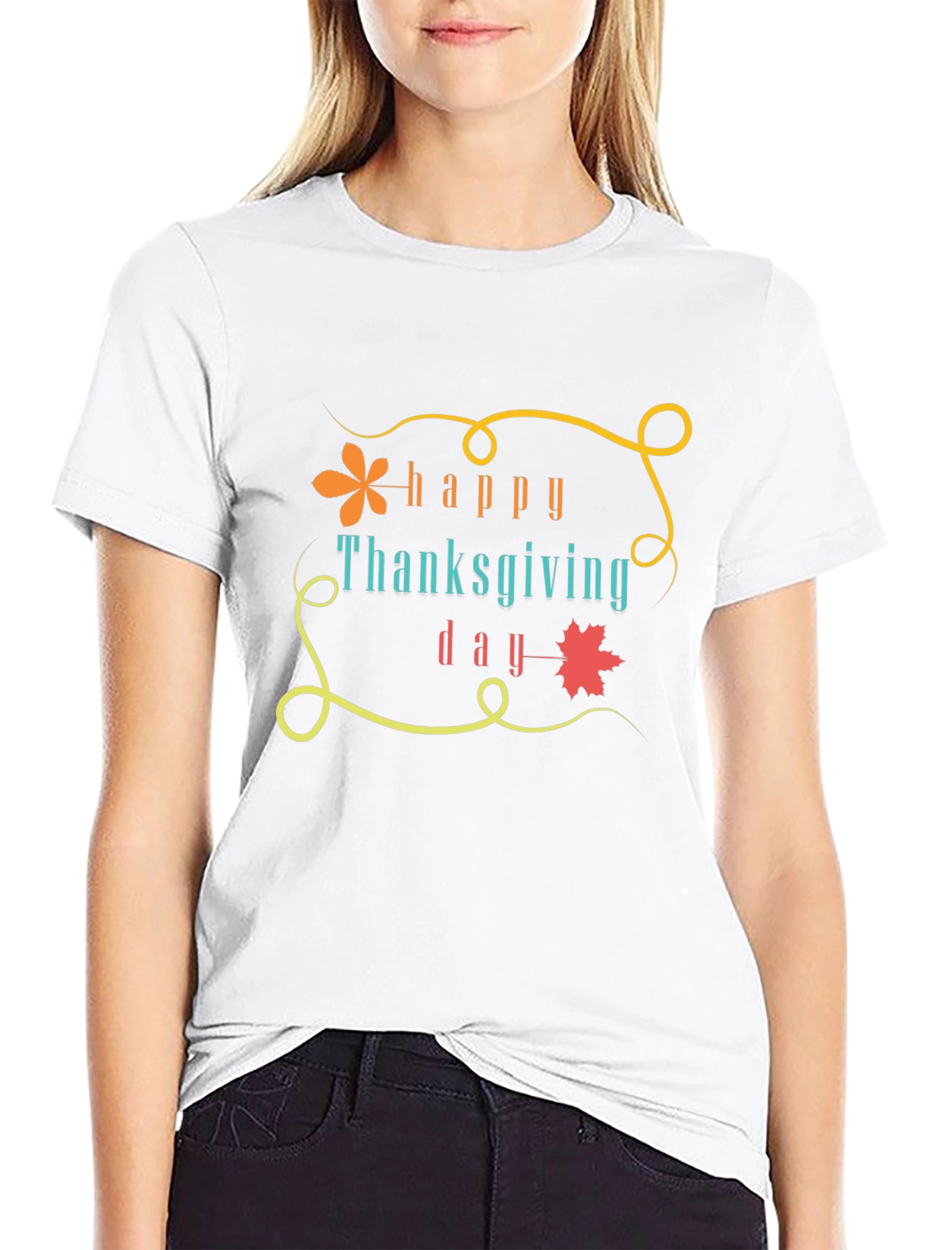 Happy Thanksgiving Day Graphic Tee - Black