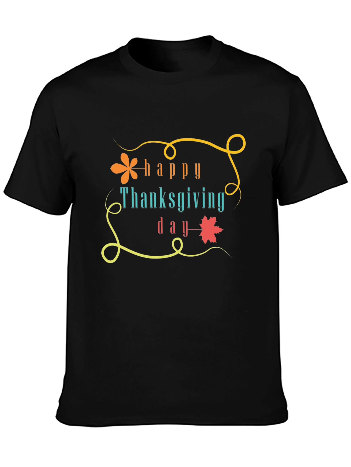 Happy Thanksgiving Day Graphic Tee - Black