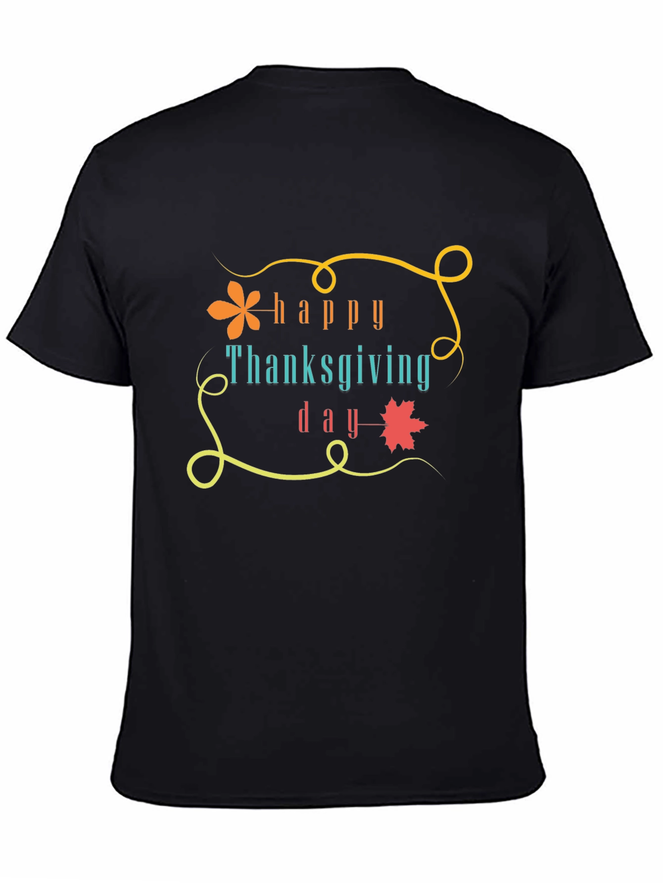 Happy Thanksgiving Day Graphic Tee - Black