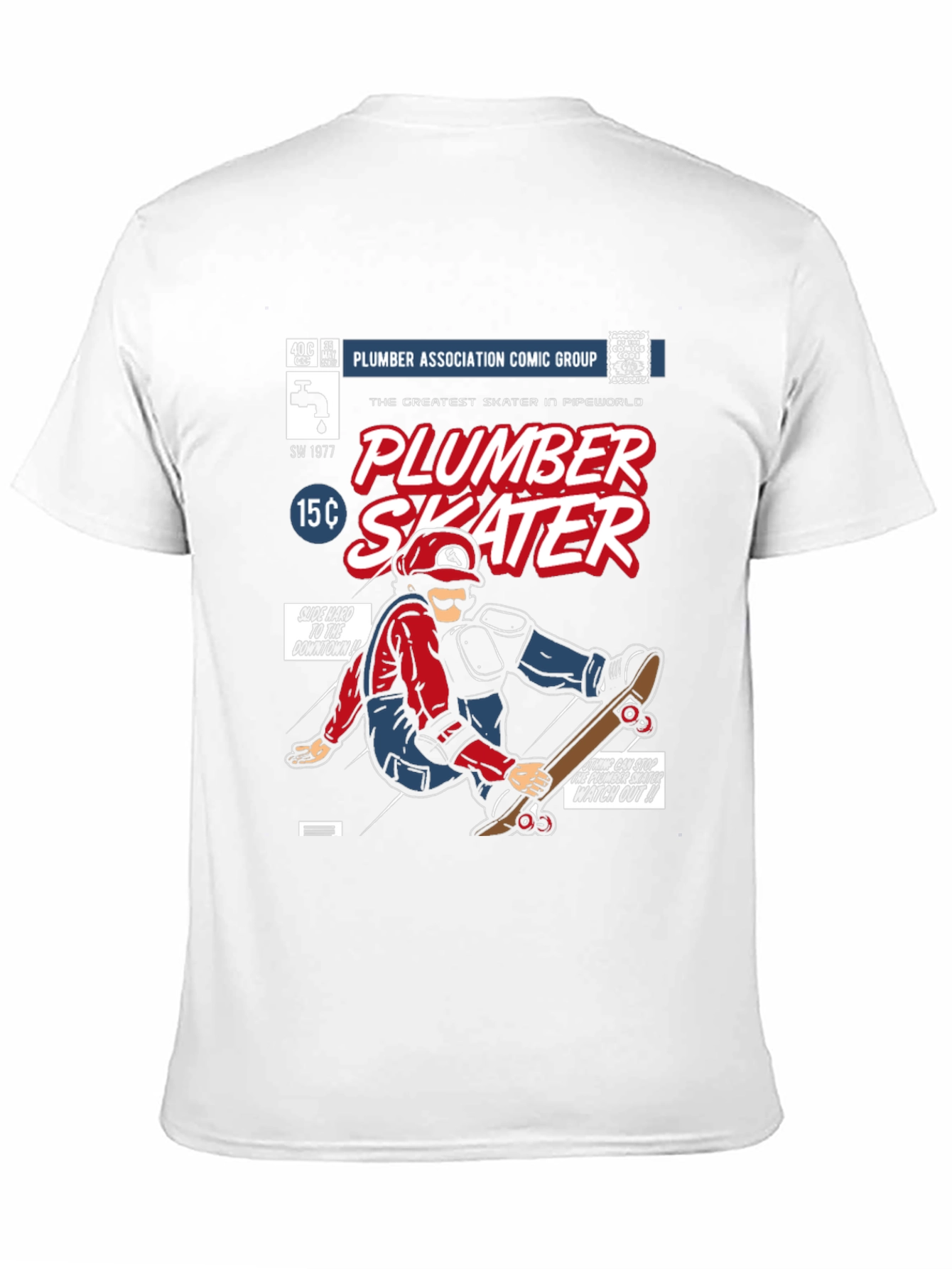 Plumber Skater Comic T-Shirt - Black Cotton Graphic Tee
