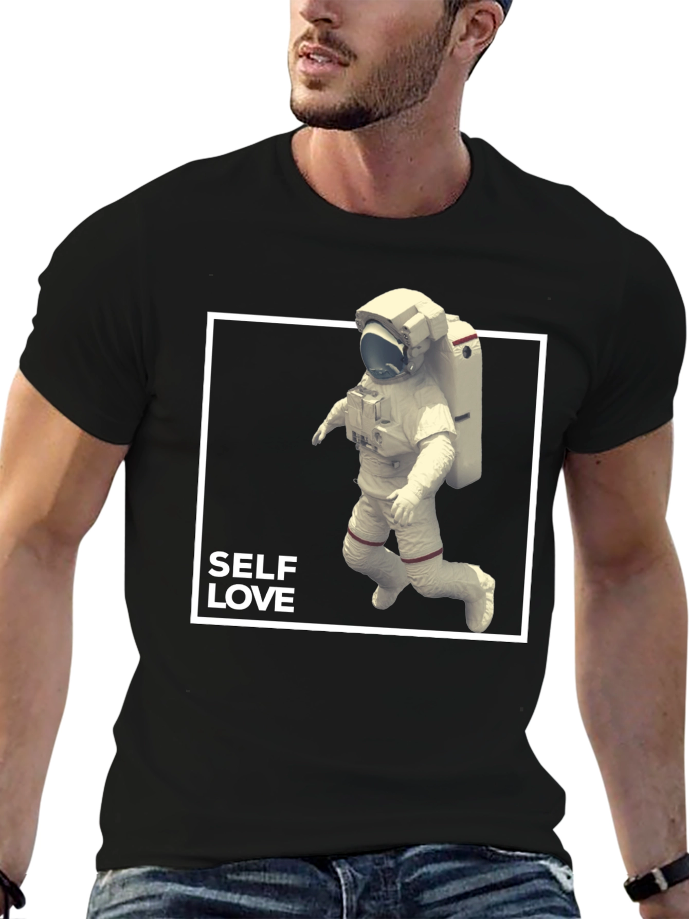 Self Love Astronaut Graphic Tee - Black