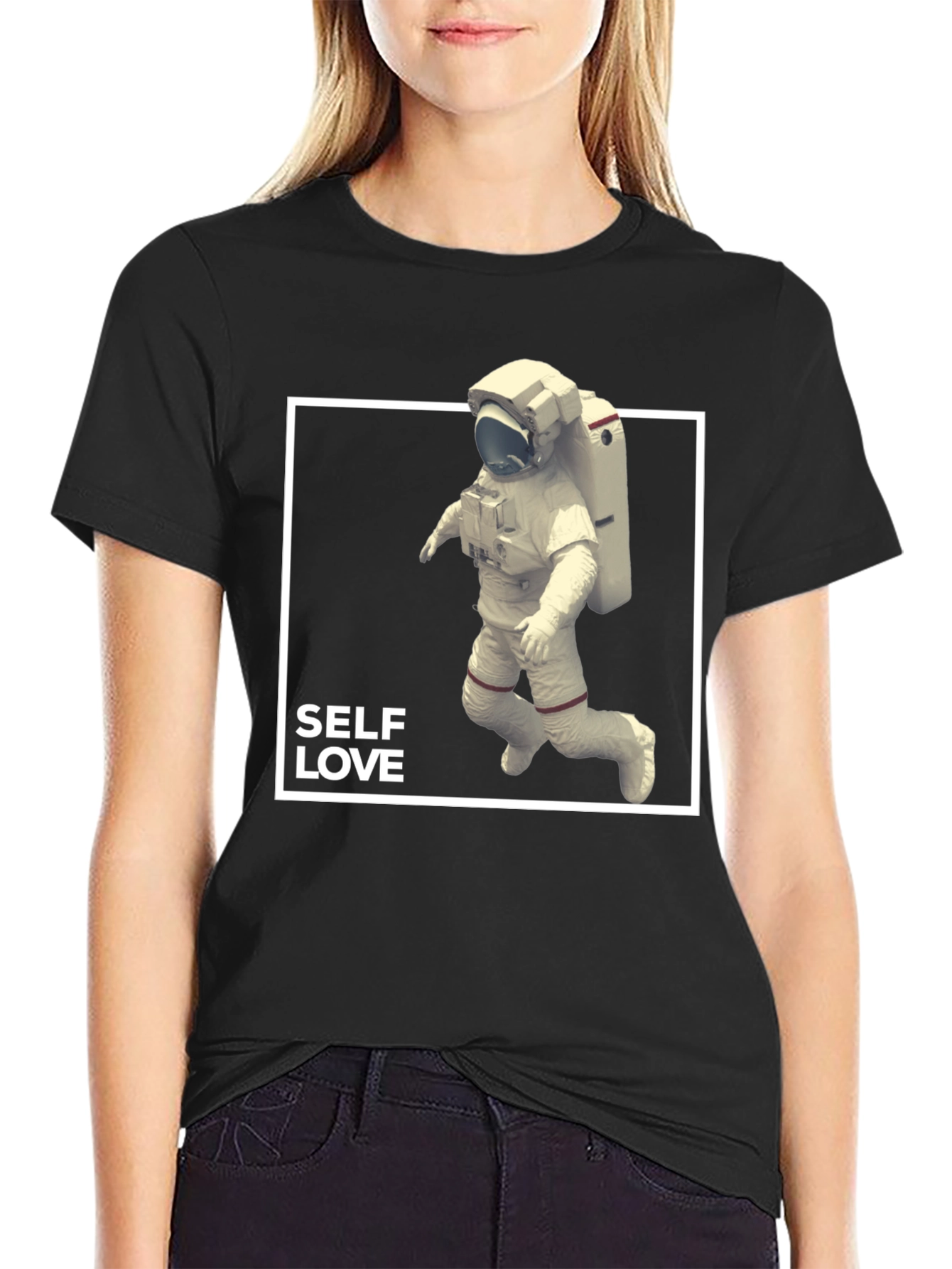 Self Love Astronaut Graphic Tee - Black