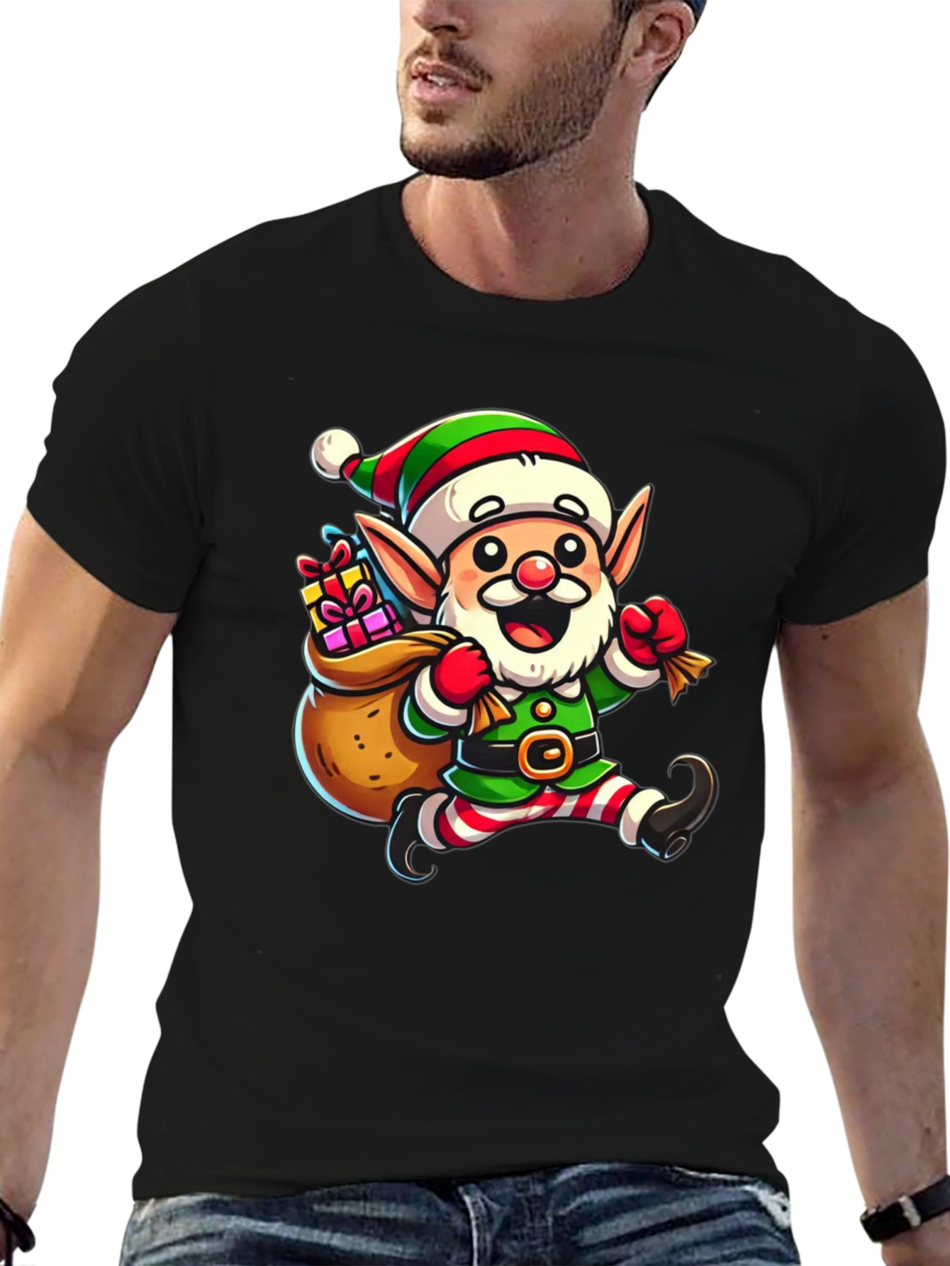 Festive Elf Graphic Tee - Holiday Cheer