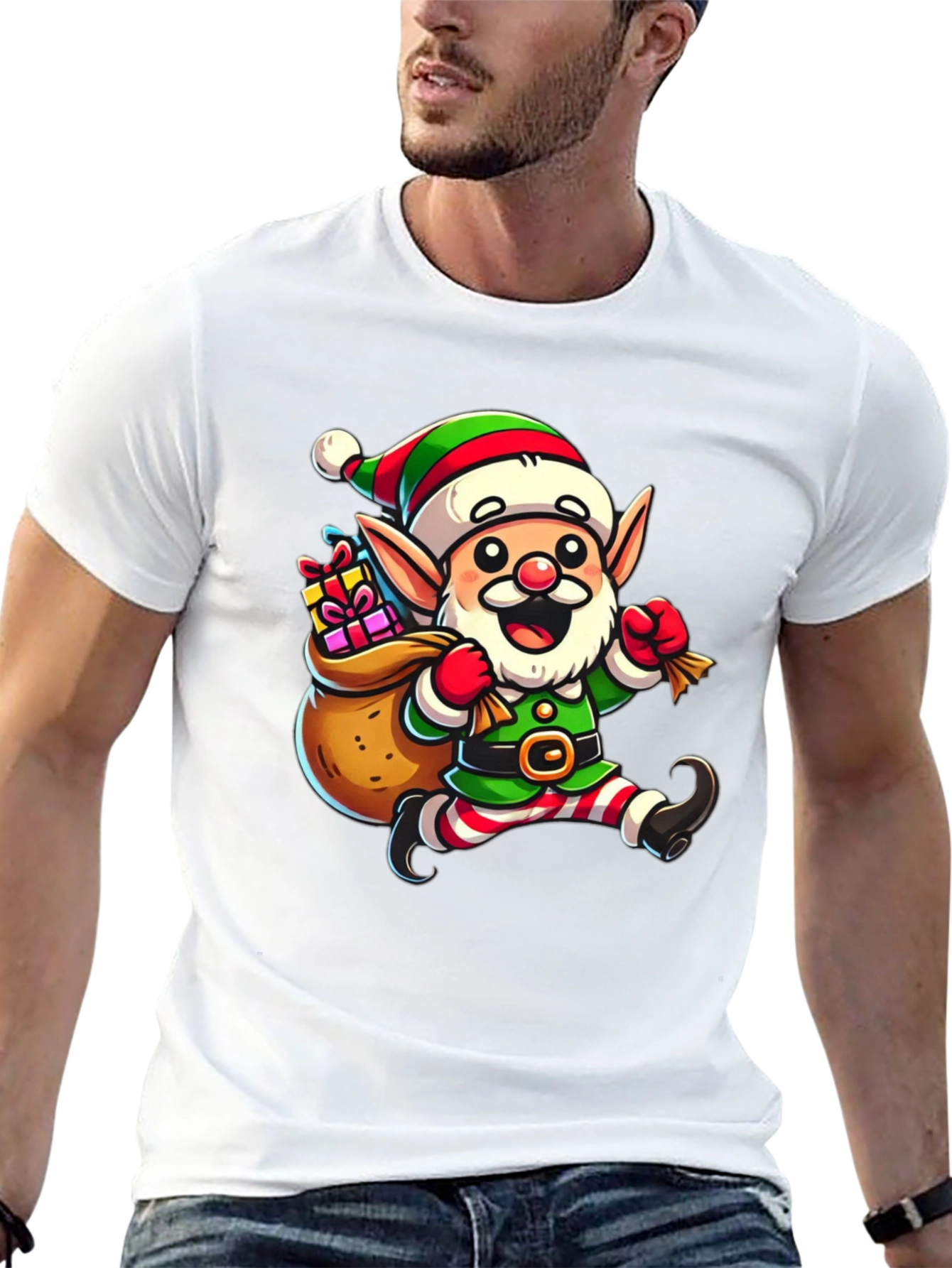 Festive Elf Graphic Tee - Holiday Cheer