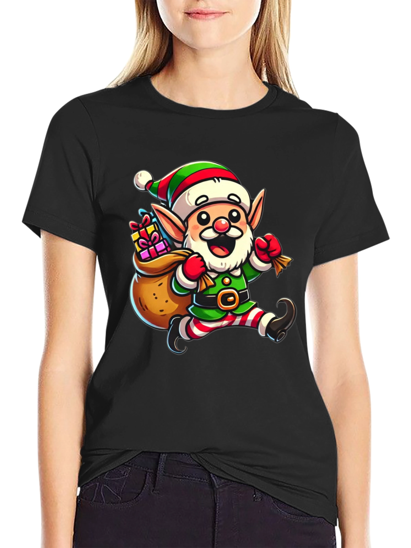 Festive Elf Graphic Tee - Holiday Cheer