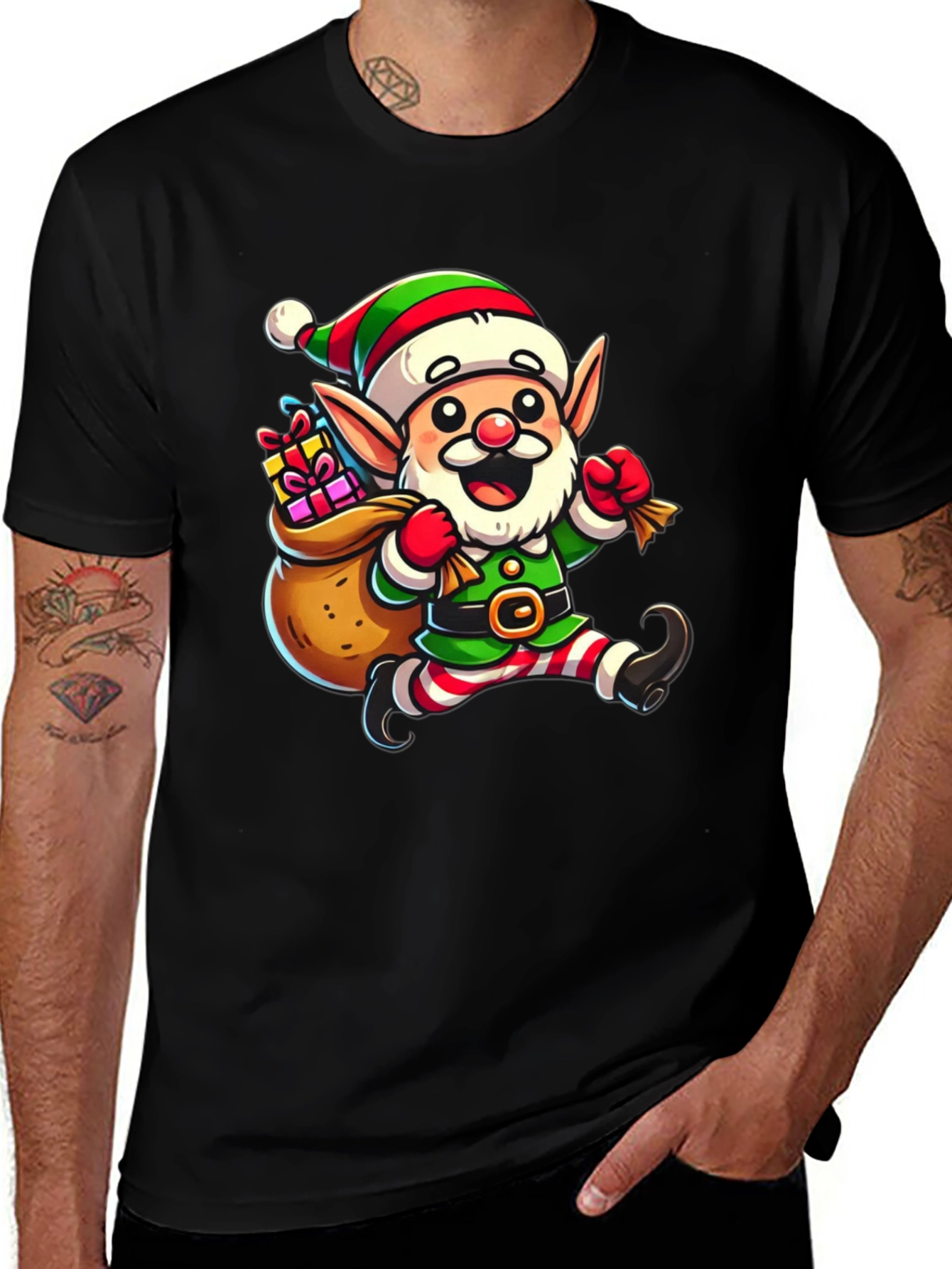 Festive Elf Graphic Tee - Holiday Cheer