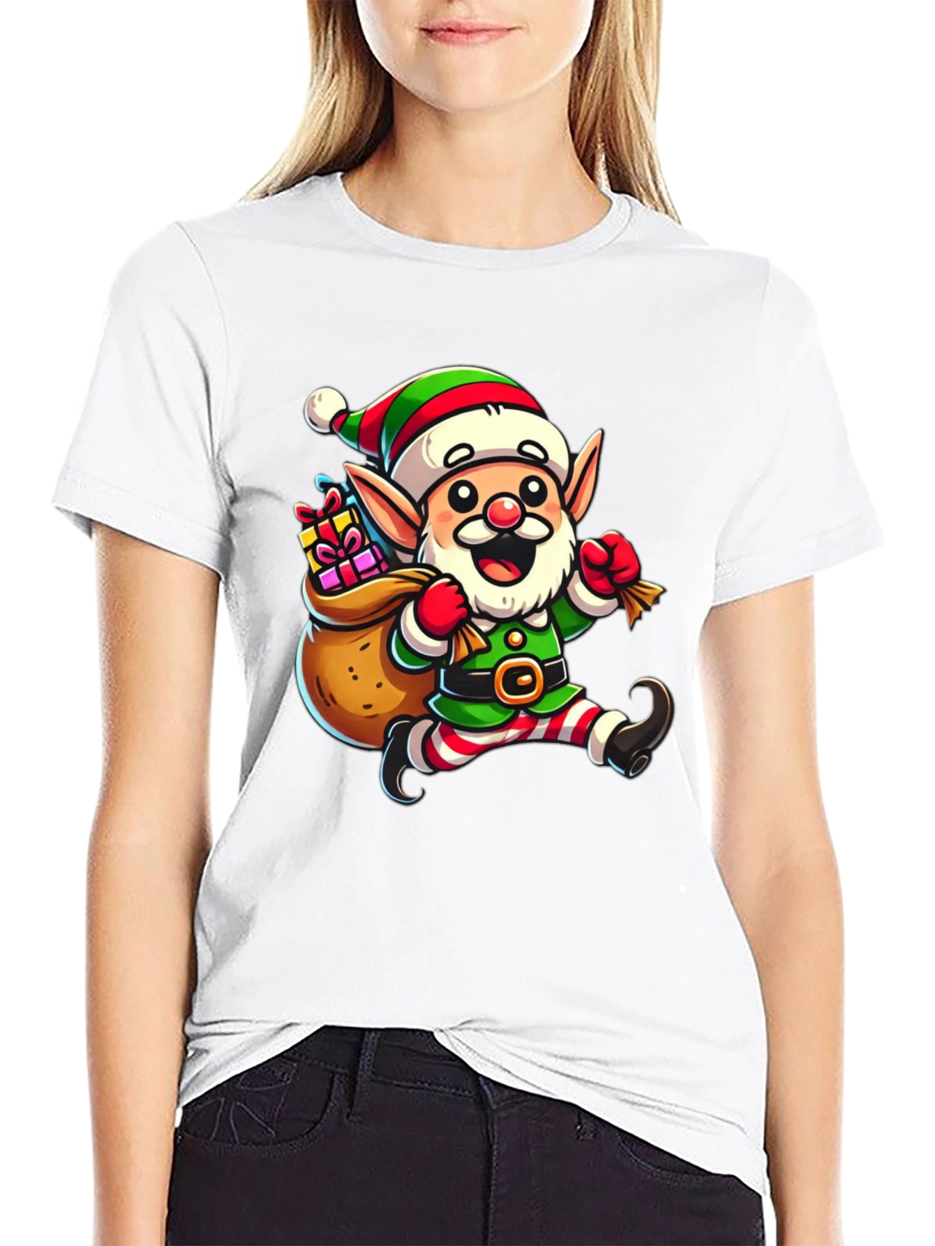 Festive Elf Graphic Tee - Holiday Cheer