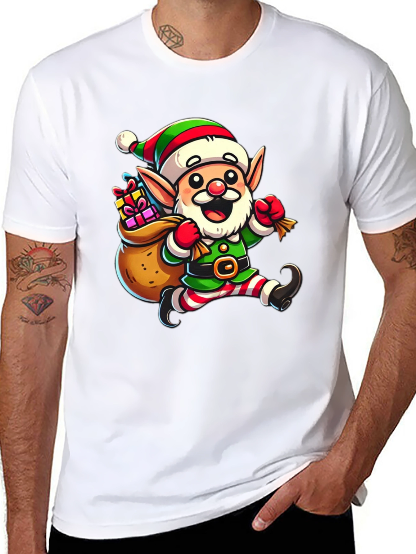 Festive Elf Graphic Tee - Holiday Cheer