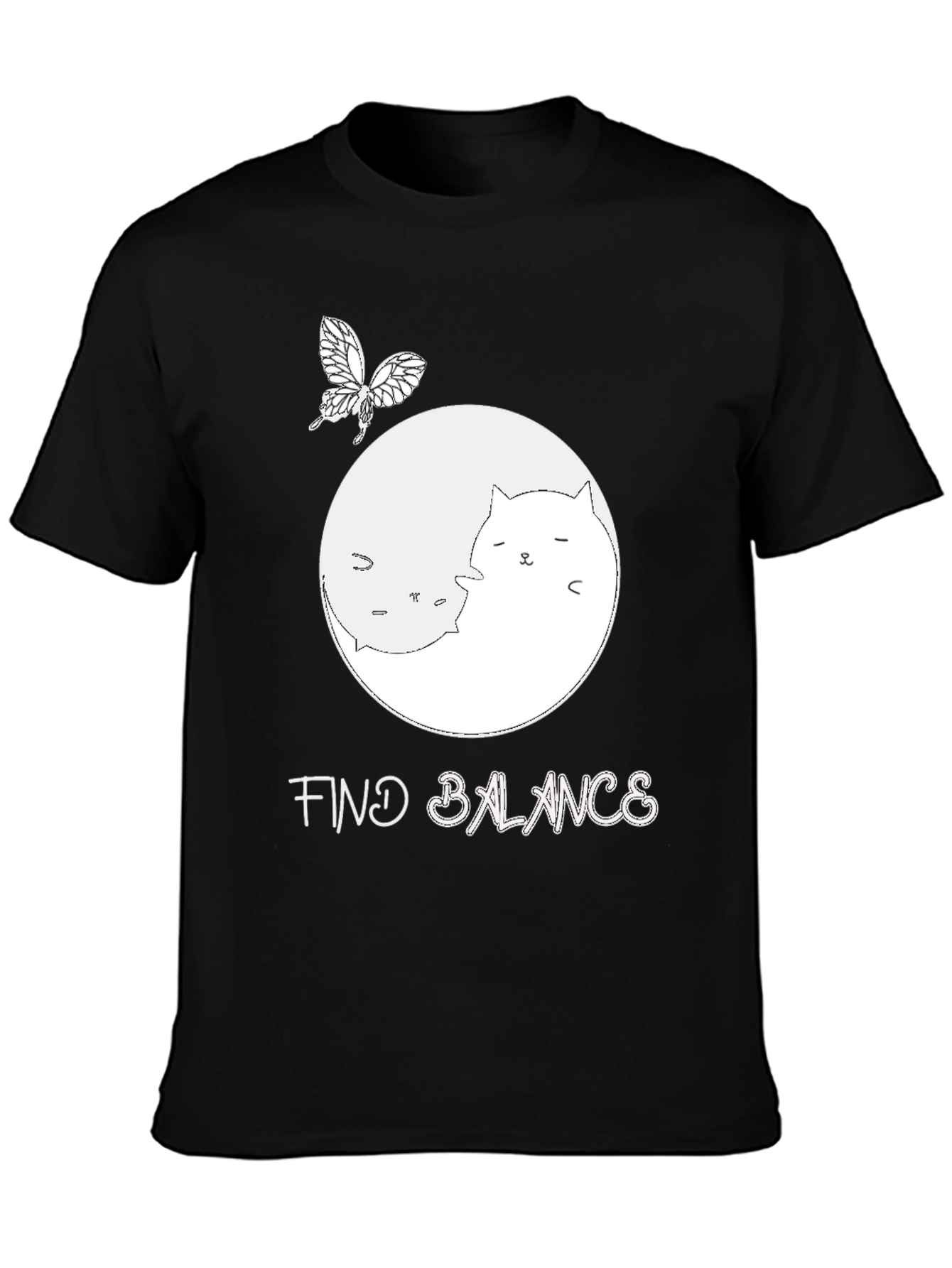 Yin Yang Cat T-Shirt - Find Balance