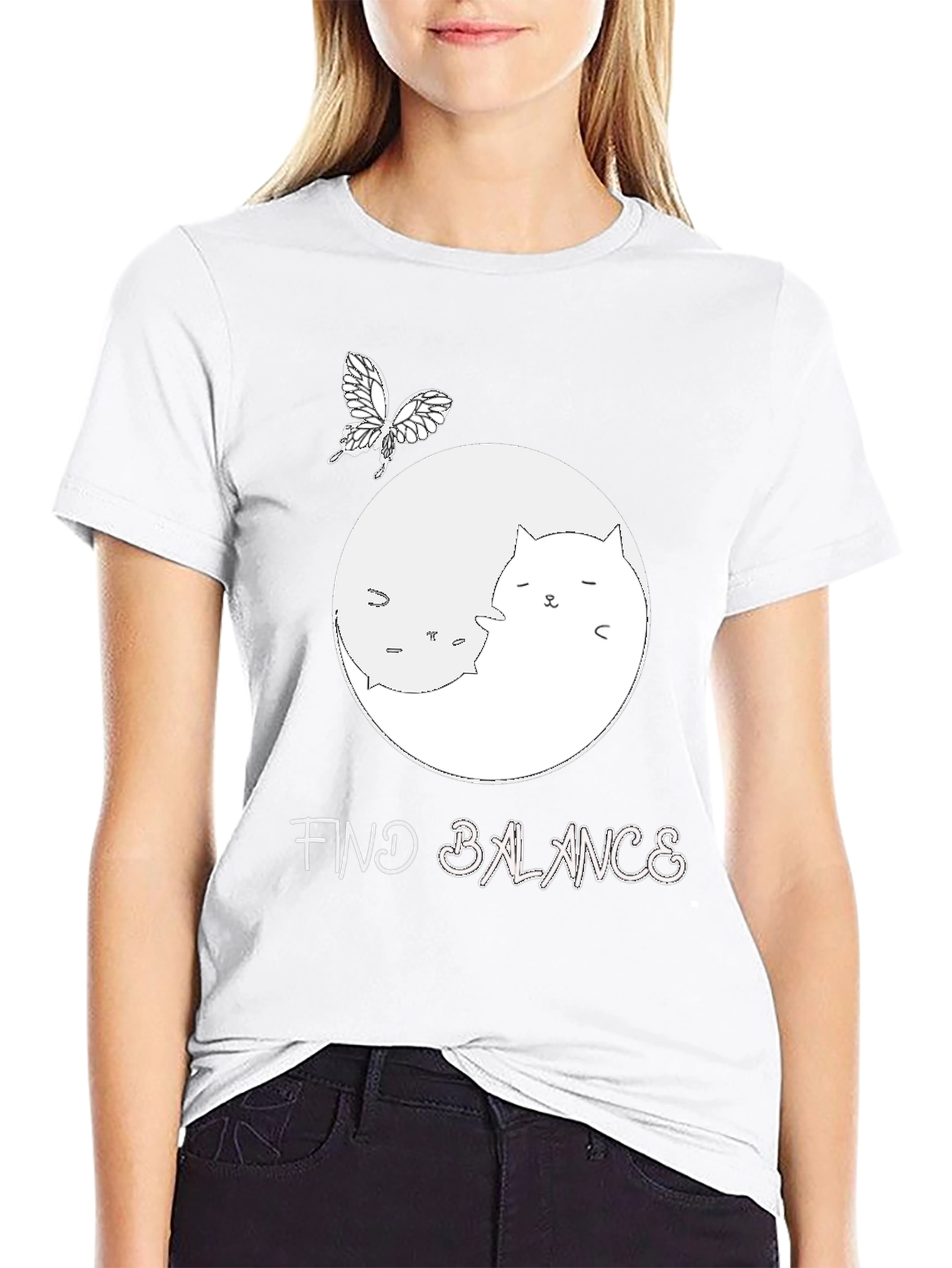 Yin Yang Cat T-Shirt - Find Balance