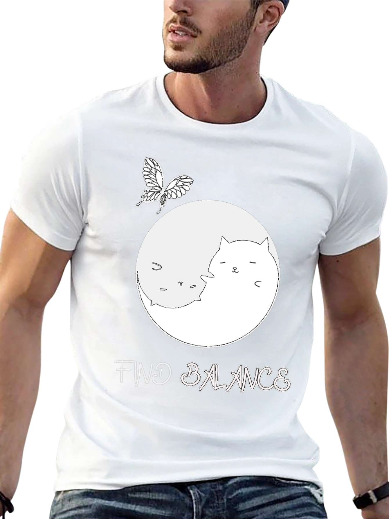 Yin Yang Cat T-Shirt - Find Balance