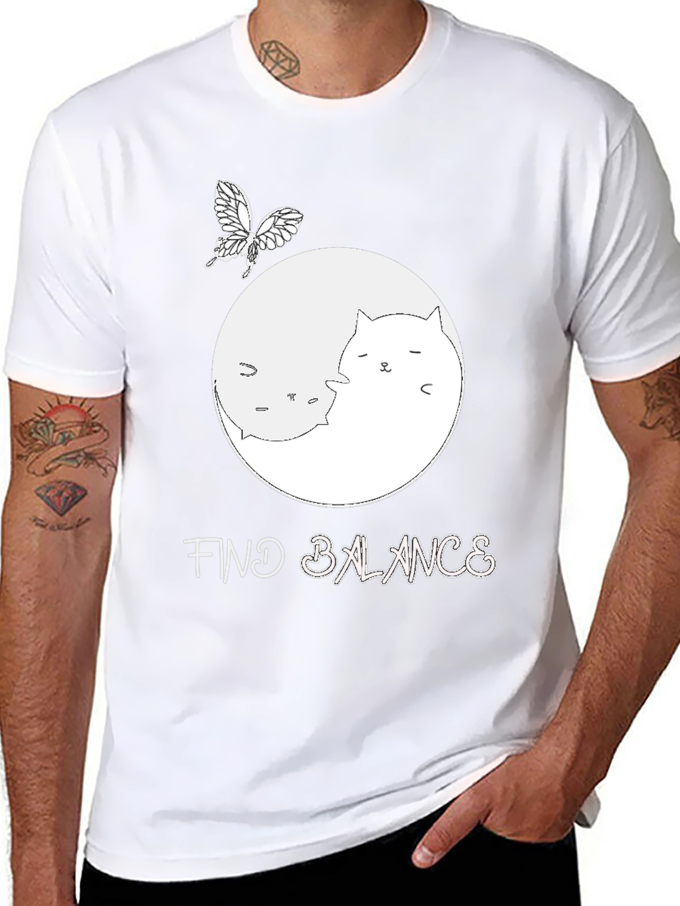 Yin Yang Cat T-Shirt - Find Balance
